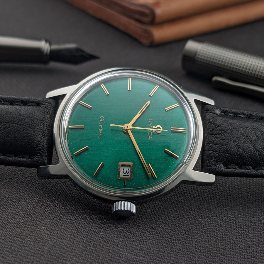 Reloj de 57 Años / Omega Genève / Ref. 136.070 / Vintage 1969 / Esfera Verde Botella Restaurada / Cal. 613 / Revisado