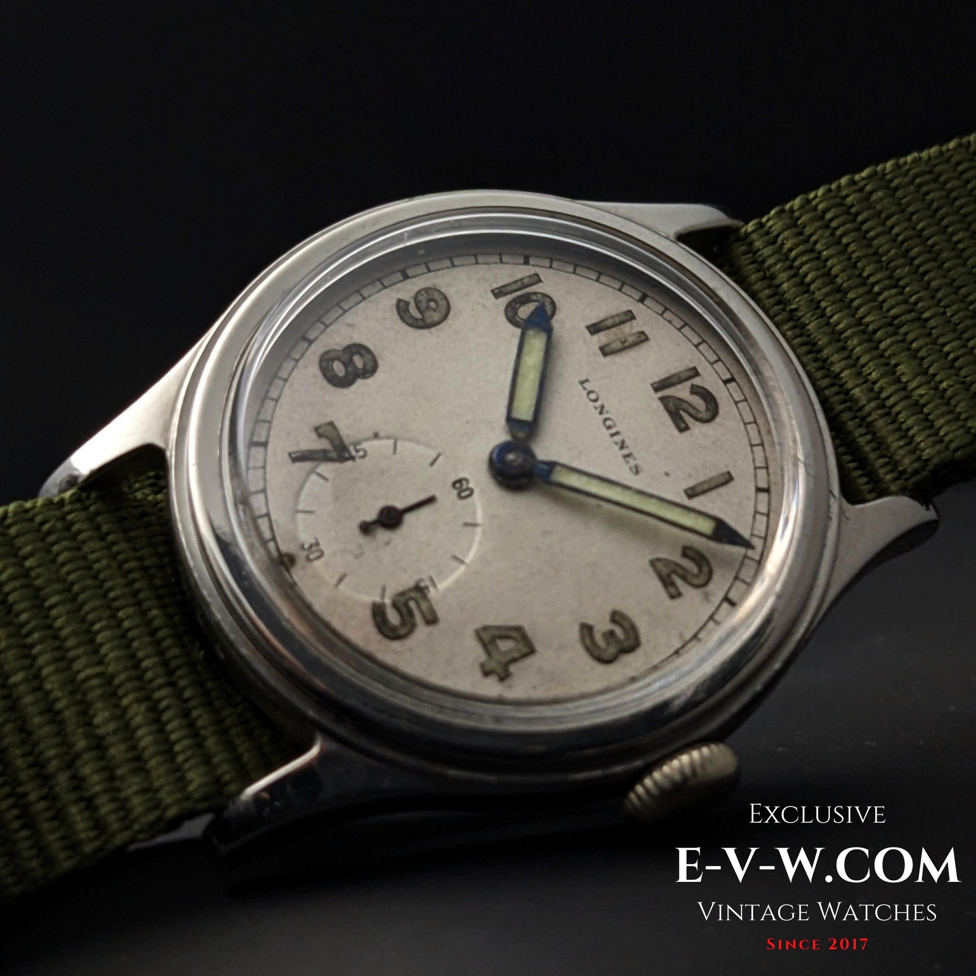 83 Jahre alte Longines Vintage-Uhr aus dem Zweiten Weltkrieg / Militär / Ref. 6172 / Kal. 1068Z / Baujahr 1942 / Generalüberholt