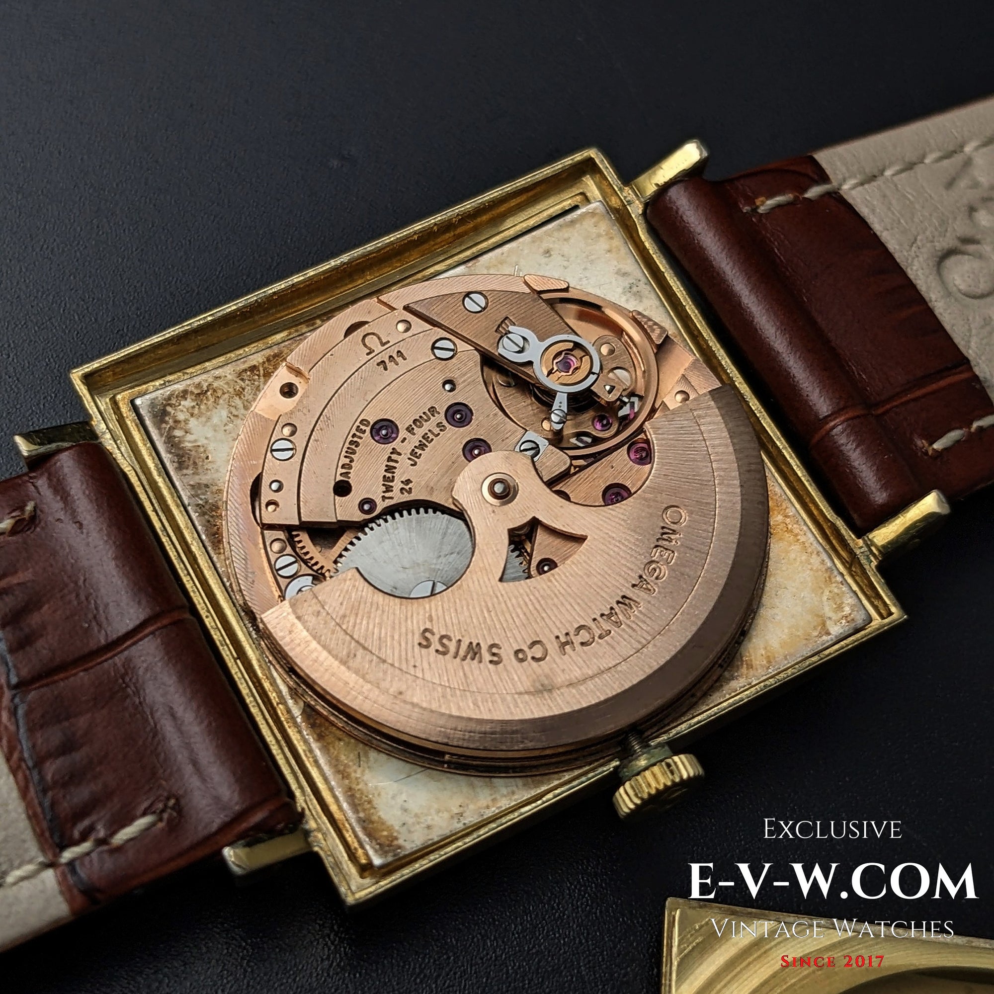 復古 Omega DE VILLE 自動 / 方形 / 鍍金 / 型號 161.021 / Cal. 711 超薄 / 1964年復古