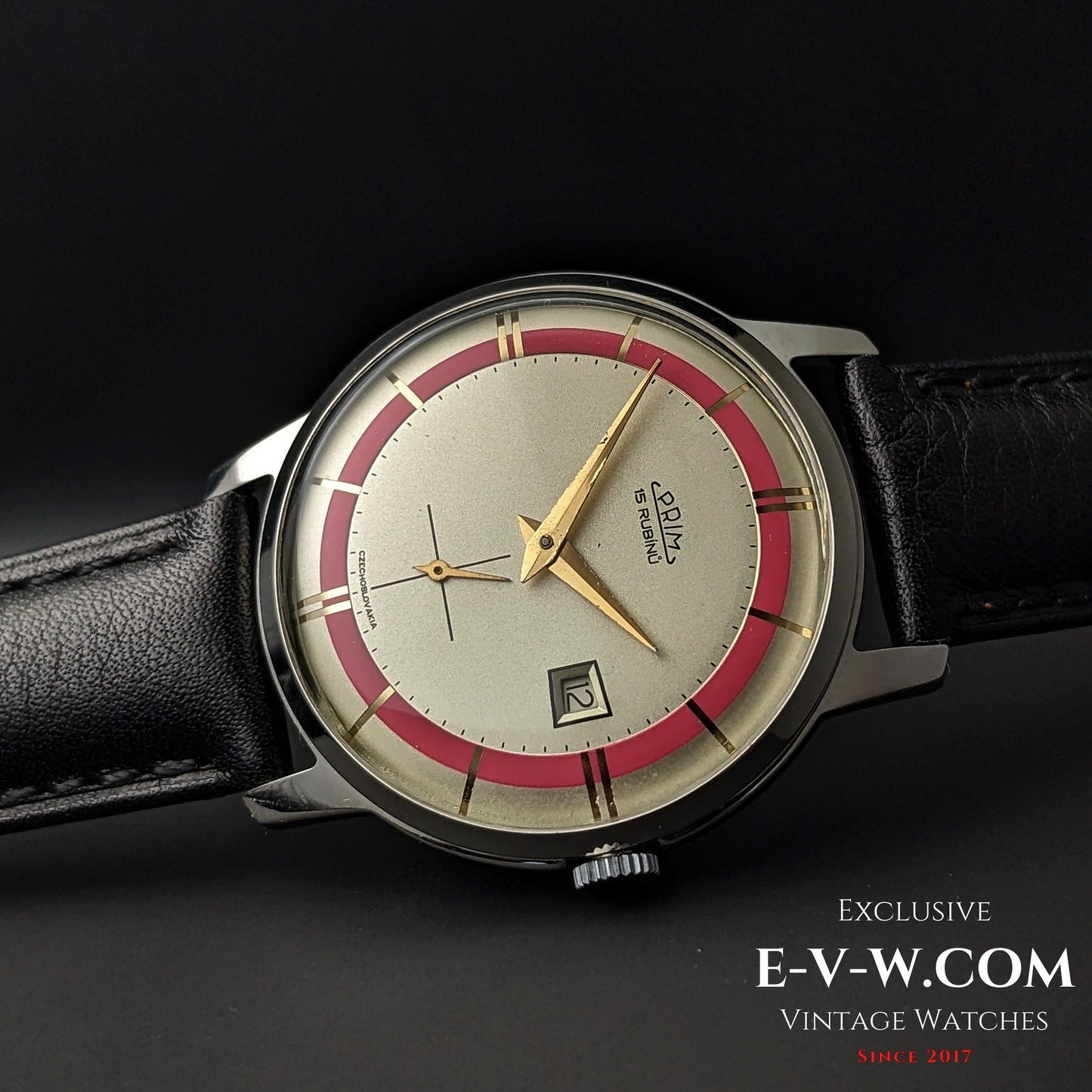 1960s — PRIM — Bulls eye two tone pink dial —  Cal 521 — Vintage 1960 — Serviced