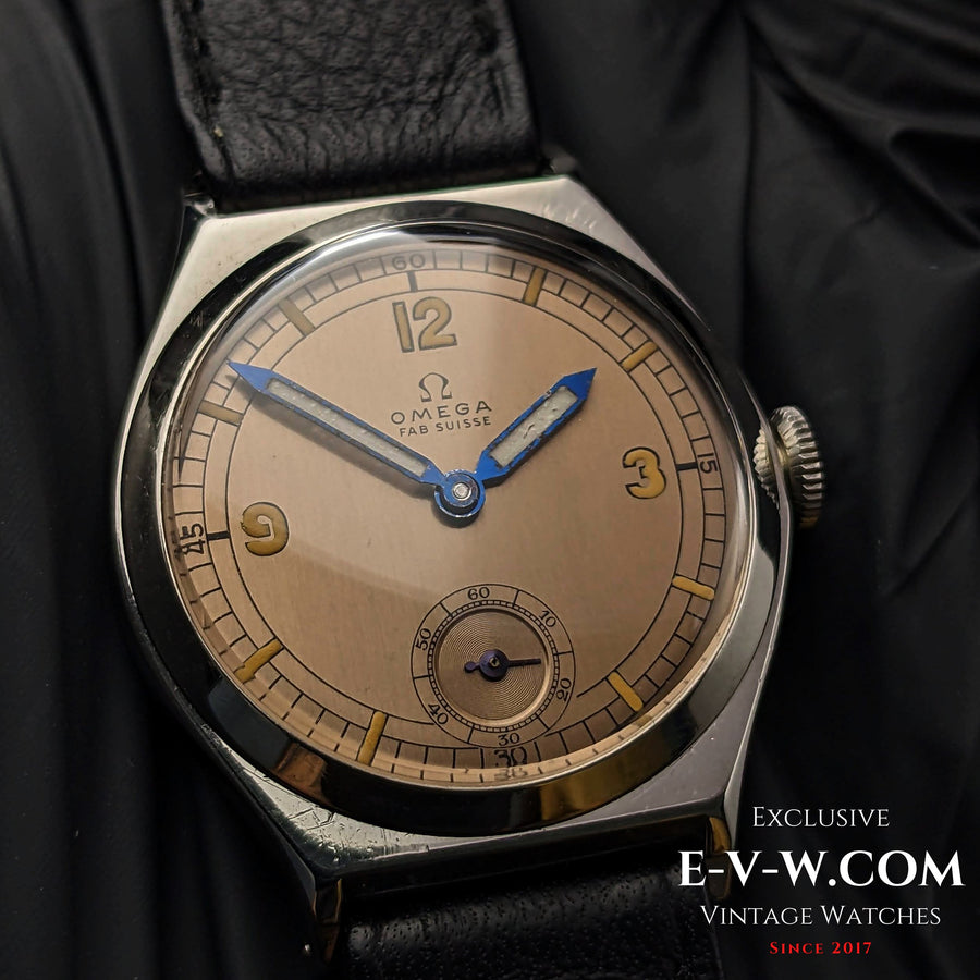93 Years Old Omega FAB SUISSE Art Deco / Salmon Dial / Cal. 26.5 SOB T2 / Vintage 1930