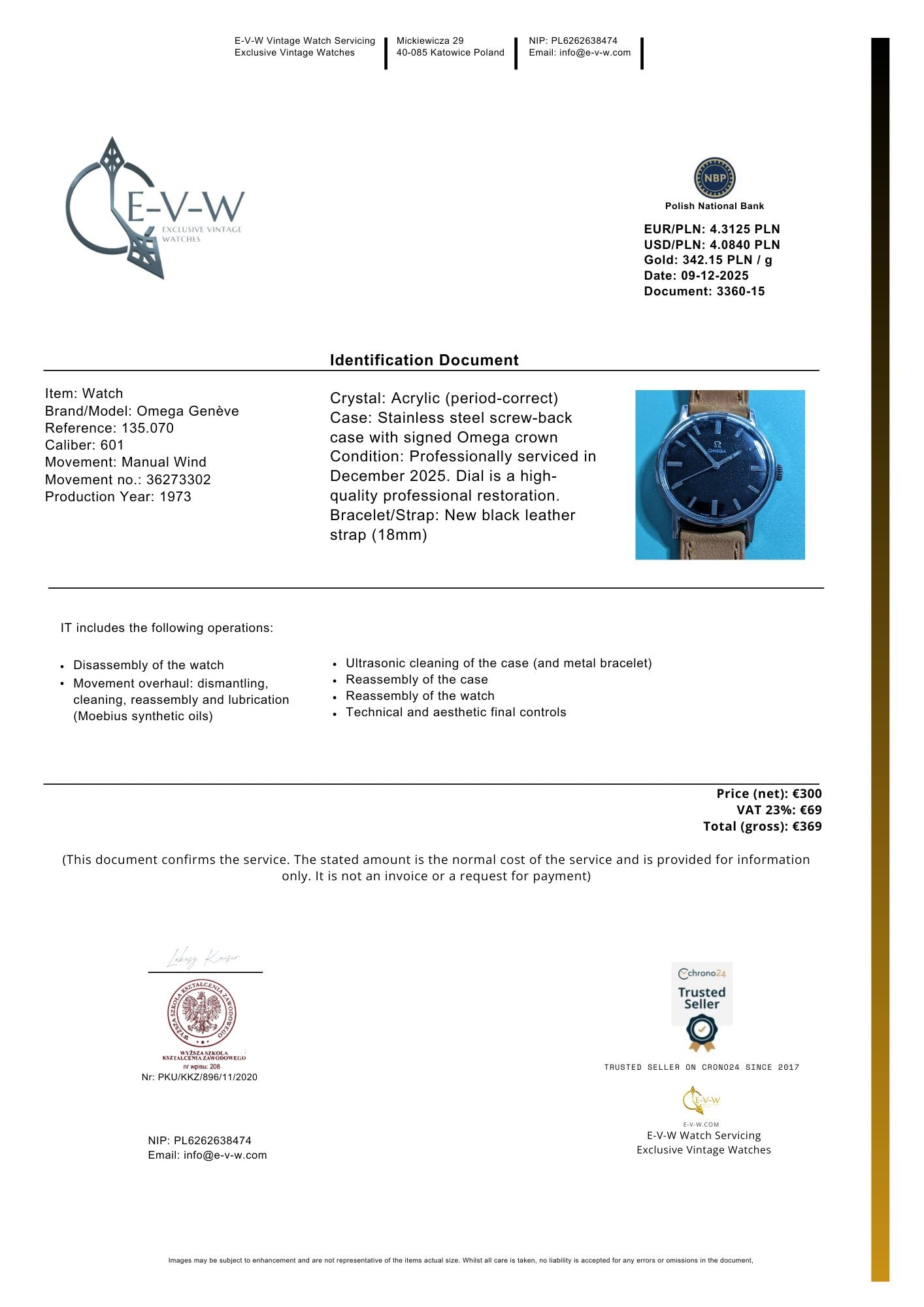 Elegant 1970s | Omega Genève | Ref. 135.070 | Cal. 601 | Vintage 1973 |Serviced