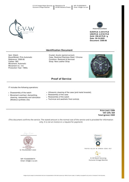 Restored | Prim Automatic | Ref. 3368-06 | Cal. 960 | Vintage 1980s | Serviced