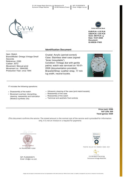 82 Years old / Wartime Era | Omega Vintage Small Seconds | Ref. 2390 | Cal 30T2 | Vintage 1944 | Serviced