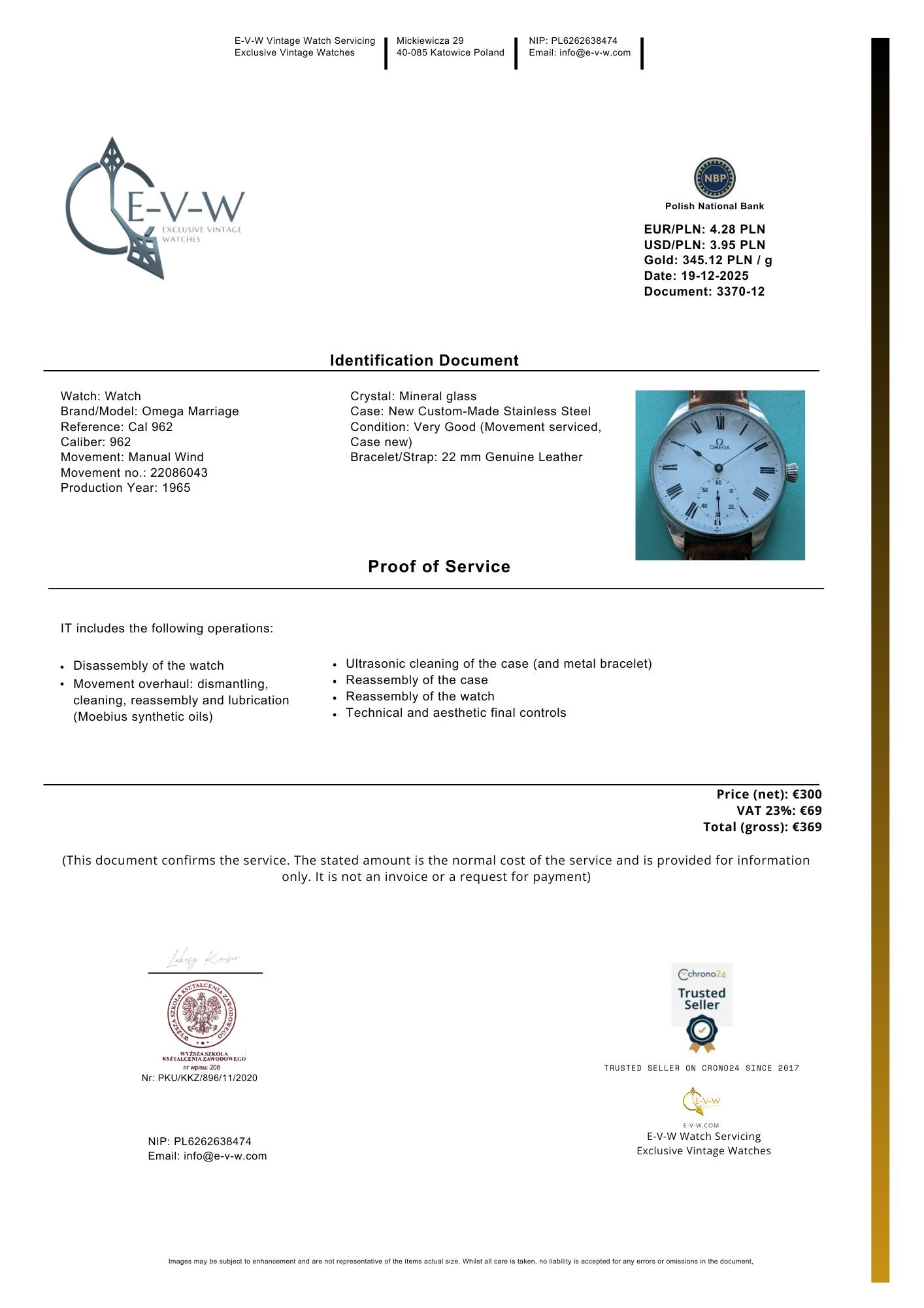 Oversized Marriage | Omega Pocket Watch Conversion | Ref. Cal 962 | Cal 962 | Vintage 1965 | Serviced