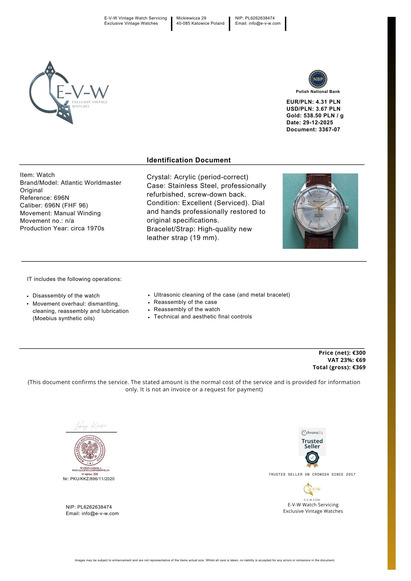 Vintage Atlantic Worldmaster Watch | 696N Caliber Watch | Serviced