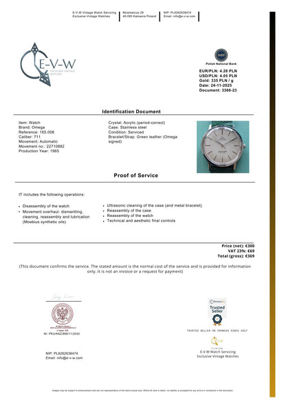 Rare and Special Omega Seamaster De Ville 1965 Vintage Watch | Ultra-Thin" Rarity (Caliber 711) | Ref. 165.008  |  Serviced