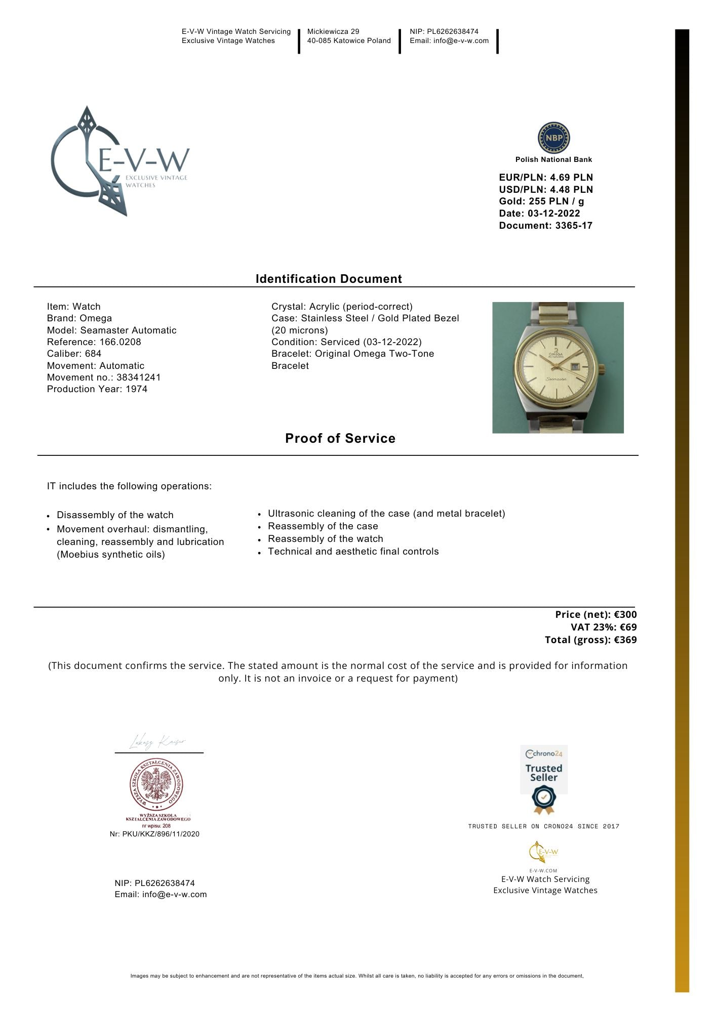 Omega Seamaster Automatic Cal. 684 / Ref. 166.0208 / Vintage 1974 / Serviced