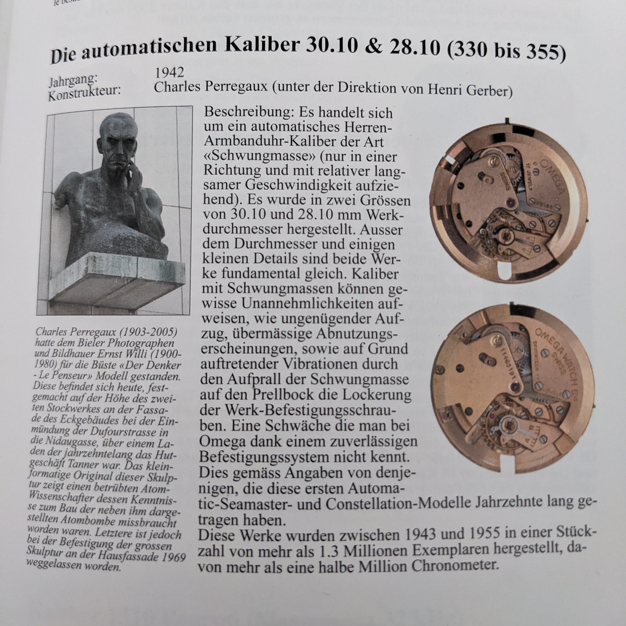 78 Jahre alte Vintage Omega Automatik Bumper / Ref. F.6212 / Kal. 28.10RA, entworfen von Cherles Perregaux / Jahrgang 1947