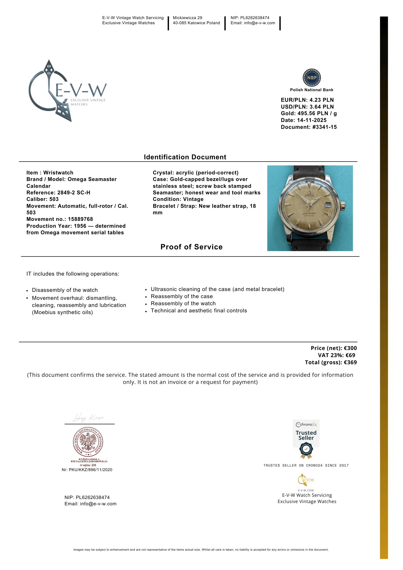 69 Years Old Omega Seamaster Calendar | Ref. 2849-2 SC-H | Cal. 503 | Vinatge 1956