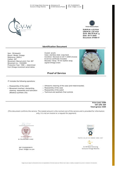69 Years Old Omega Dress Watch | Ref. 2900-2 | Cal. 267 | Vintage 1956 | Serviced