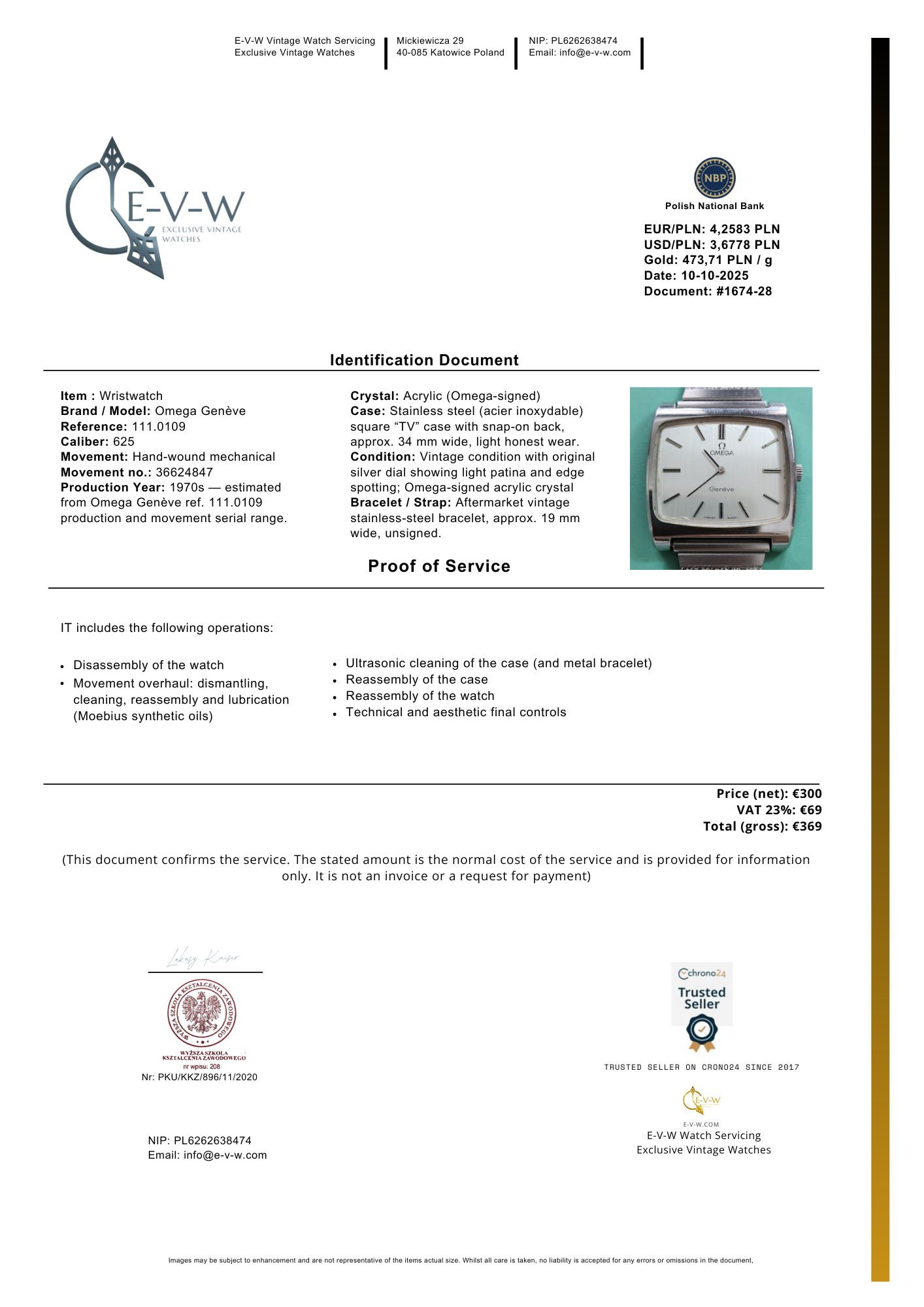 Early 1970s Omega Genève | Ref. 111.0109 | Cal. 625 | Vintage 1970s | Serviced