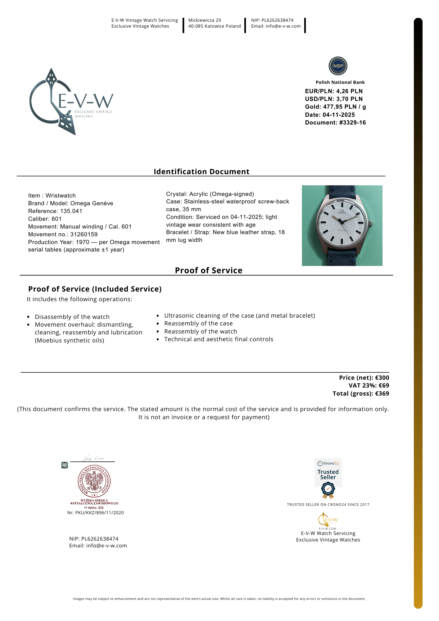 56 Years Old Omega Genève | Ref. 135.041 | Cal. 601 | Vinatge 1969 | Serviced