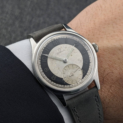 WWII Omega Suveran Bullseye Watch 2400-7 Vintage 1945 / Serviced