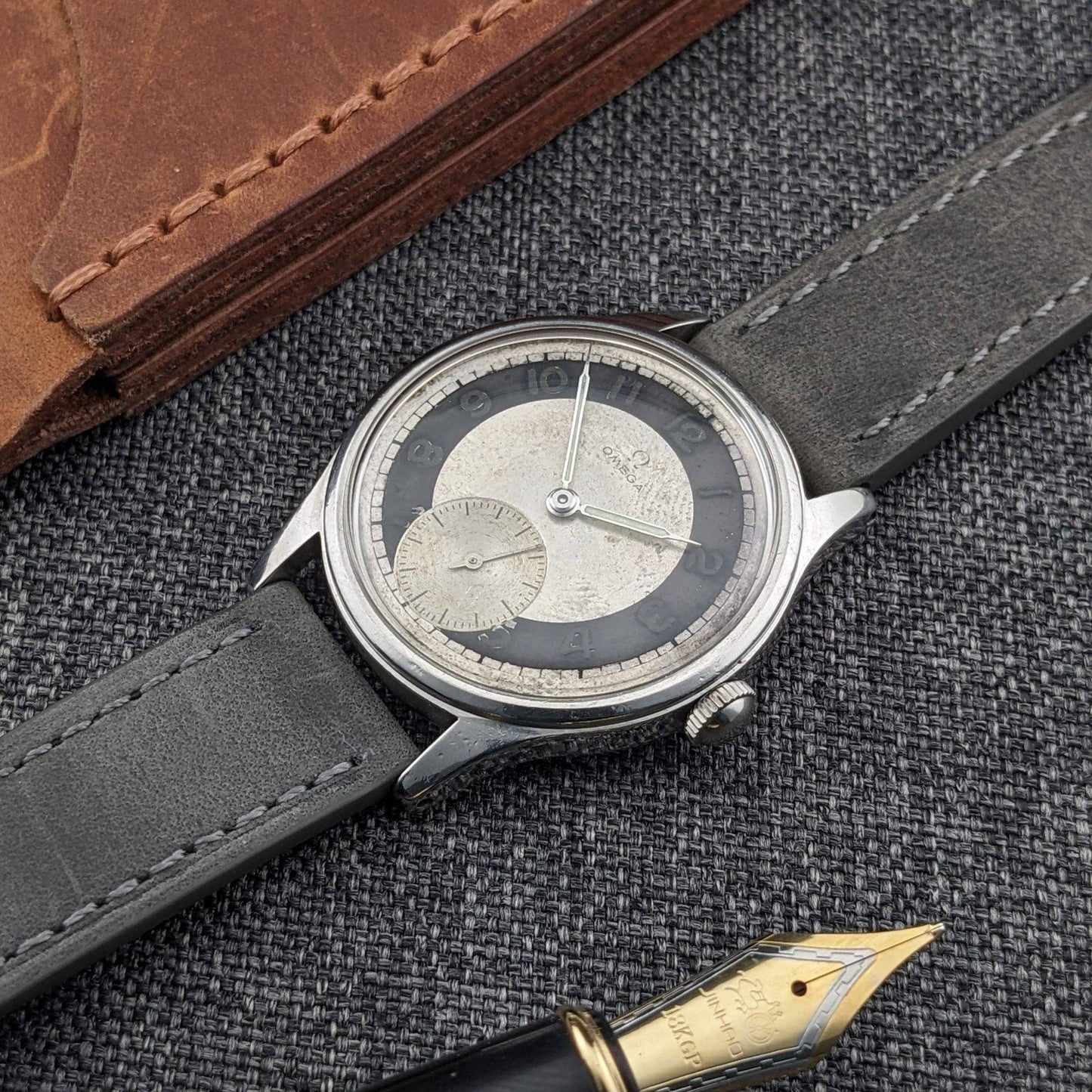 WWII Omega Suveran Bullseye Watch 2400-7 Vintage 1945 / Serviced