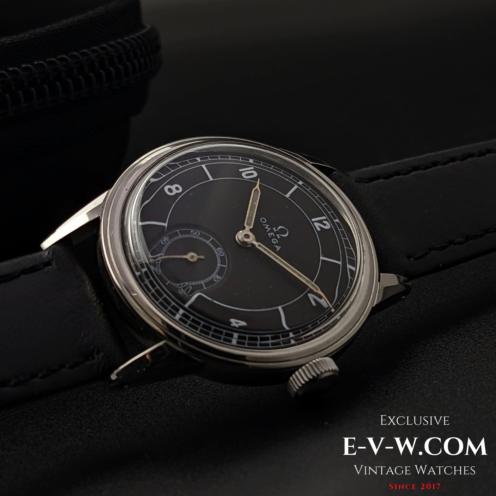 88 jaar oude Omega met zwarte wijzerplaat / Zeldzaam kaliber R17.8 / Vintage 1935 