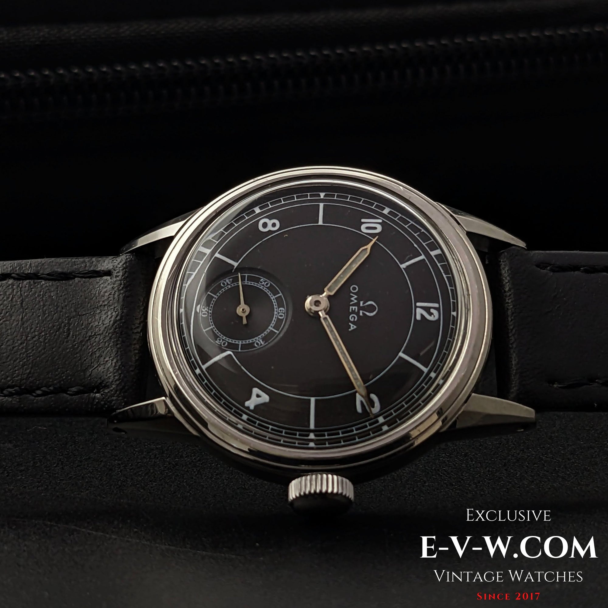 88 jaar oude Omega met zwarte wijzerplaat / Zeldzaam kaliber R17.8 / Vintage 1935 