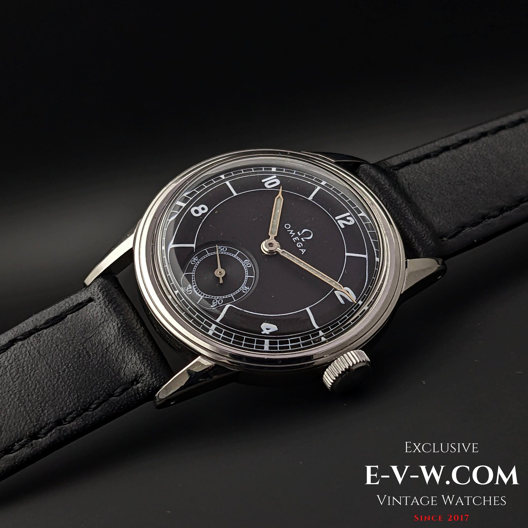88 jaar oude Omega met zwarte wijzerplaat / Zeldzaam kaliber R17.8 / Vintage 1935 