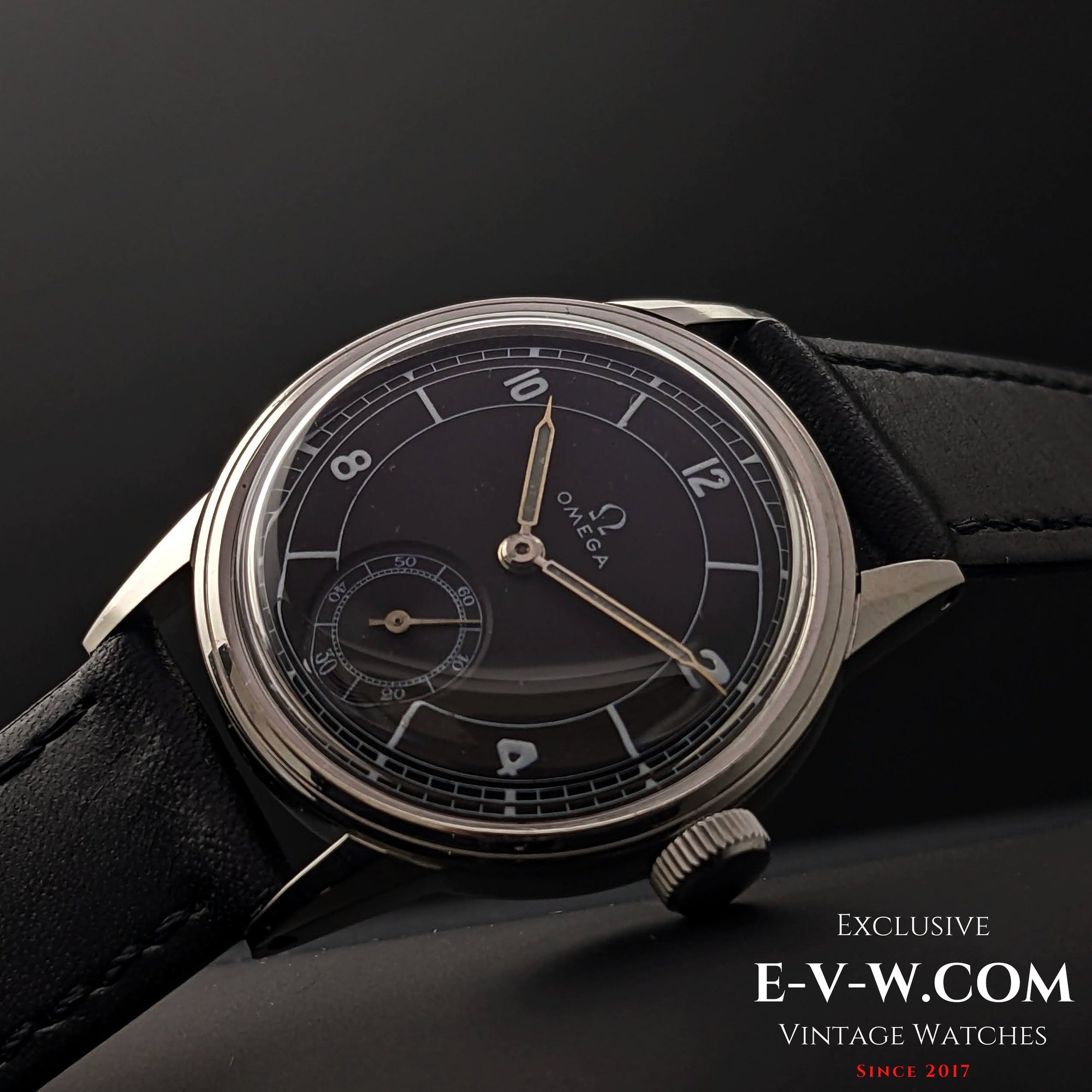 88 jaar oude Omega met zwarte wijzerplaat / Zeldzaam kaliber R17.8 / Vintage 1935 