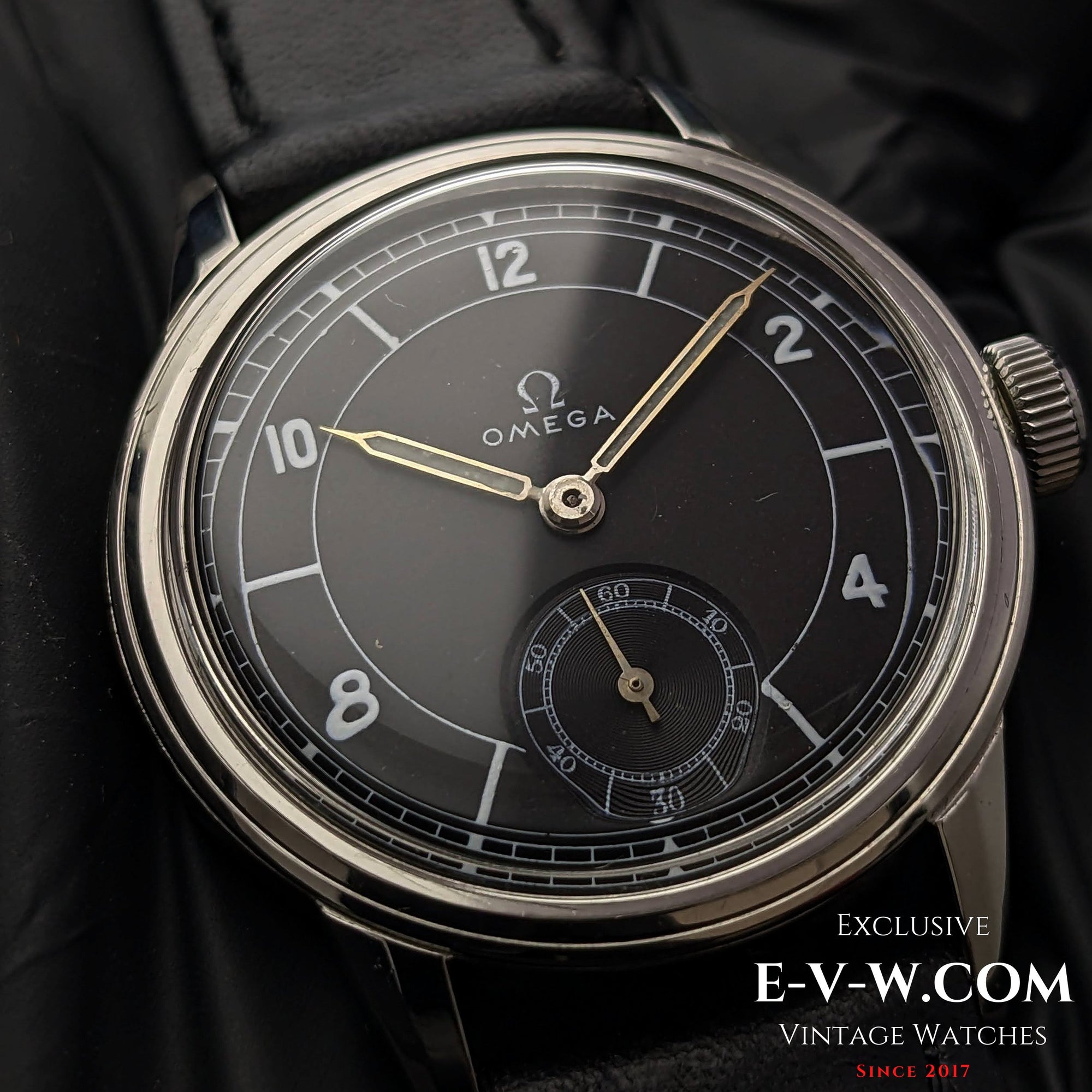 88 jaar oude Omega met zwarte wijzerplaat / Zeldzaam kaliber R17.8 / Vintage 1935 