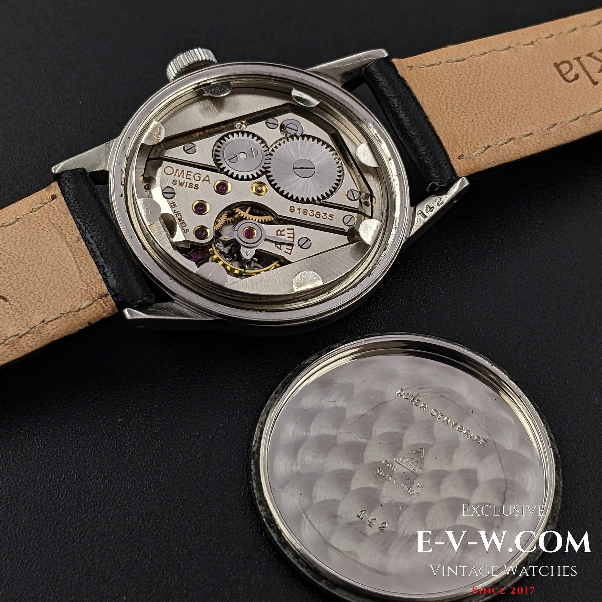 88 jaar oude Omega met zwarte wijzerplaat / Zeldzaam kaliber R17.8 / Vintage 1935 