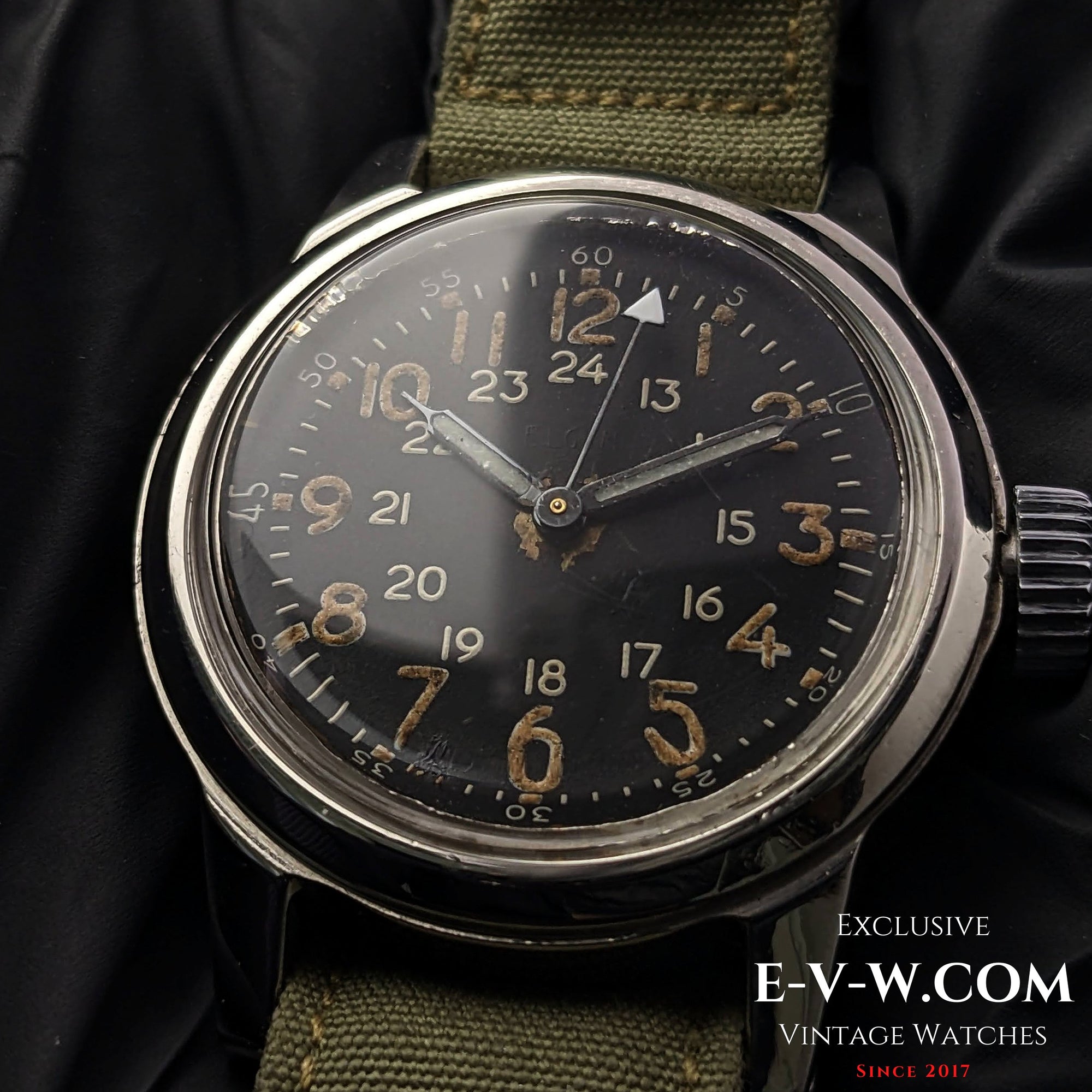 Elgin A-17 MIL-W-6433 del ejército estadounidense, época de la Guerra de Corea / Cal. F4667 Vintage, década de 1950