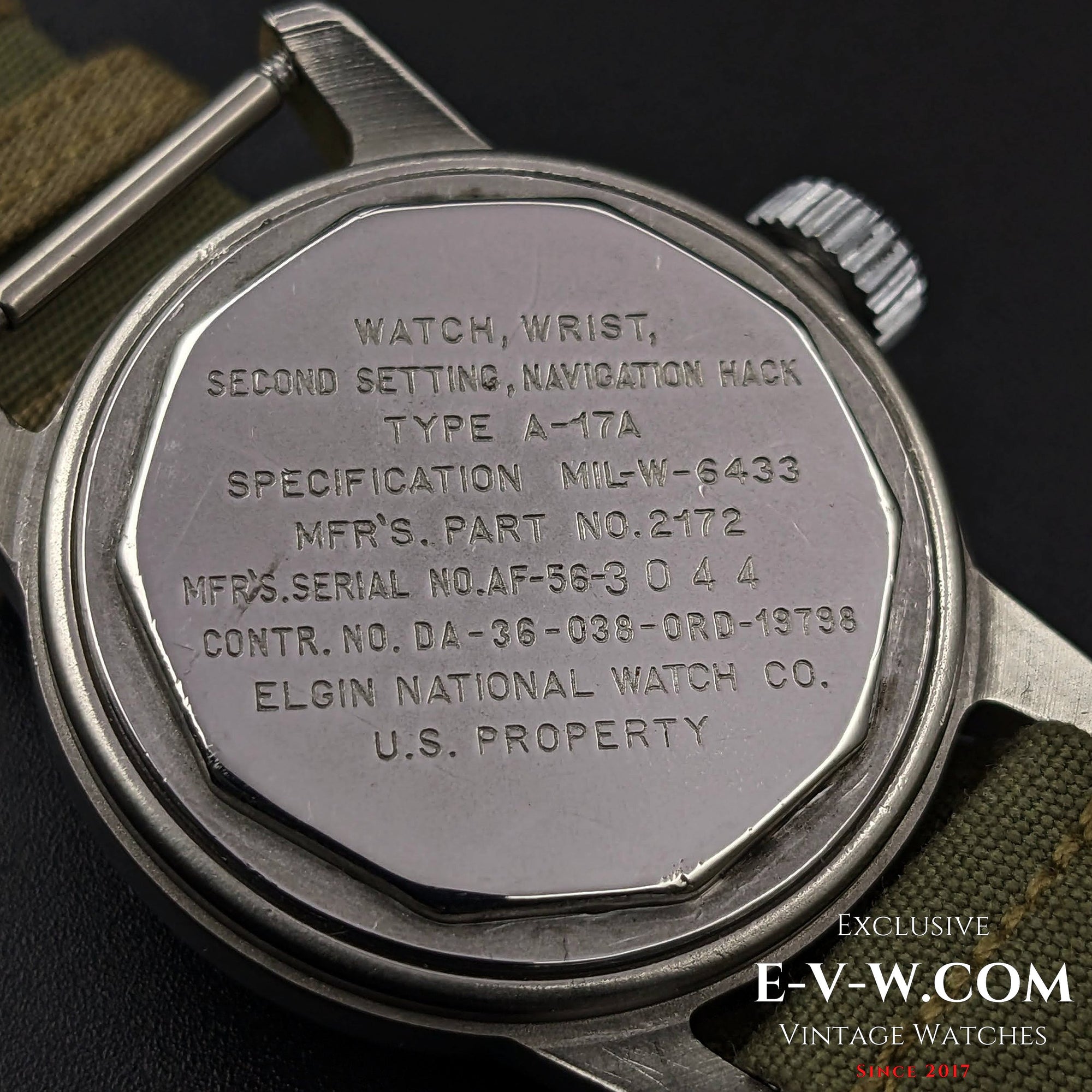 USA Military Elgin A-17 MIL-W-6433 Korean War-era / Cal F4667 Vitage 1951s