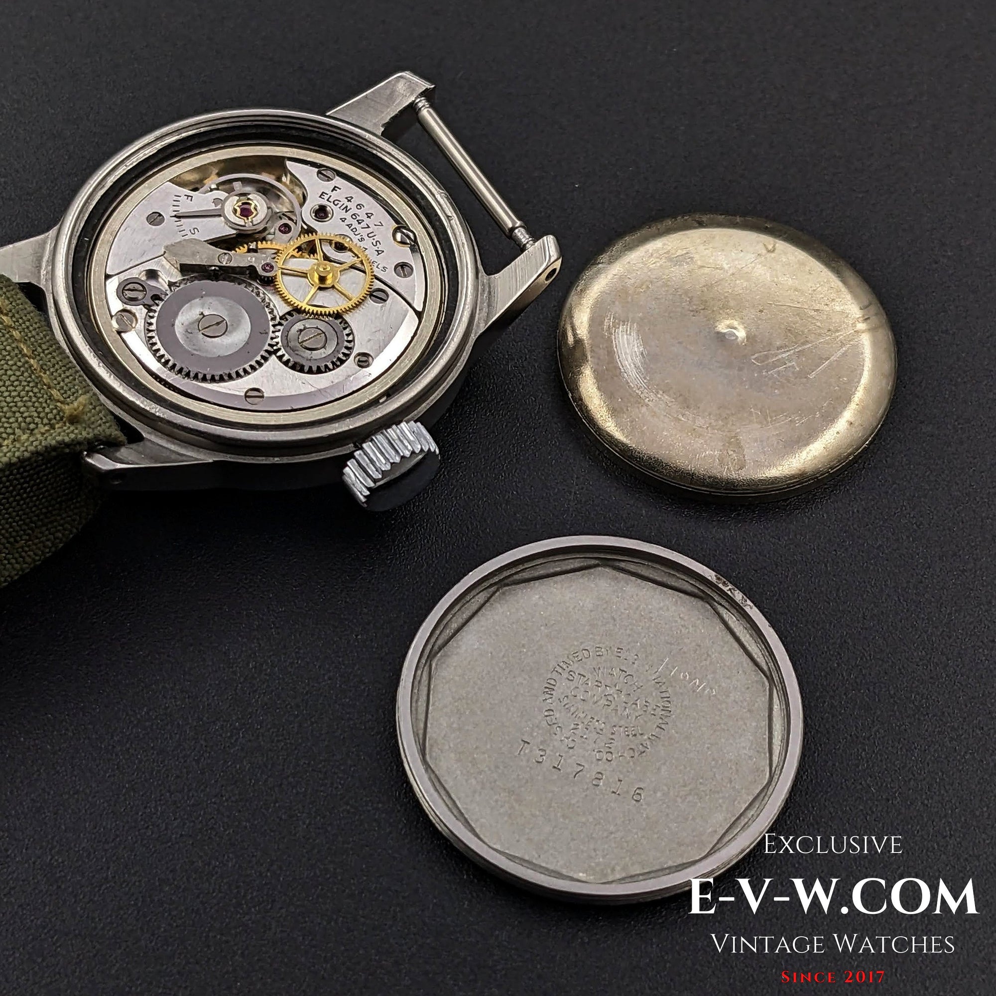 Elgin A-17 MIL-W-6433 del ejército estadounidense, época de la Guerra de Corea / Cal. F4667 Vintage, década de 1950