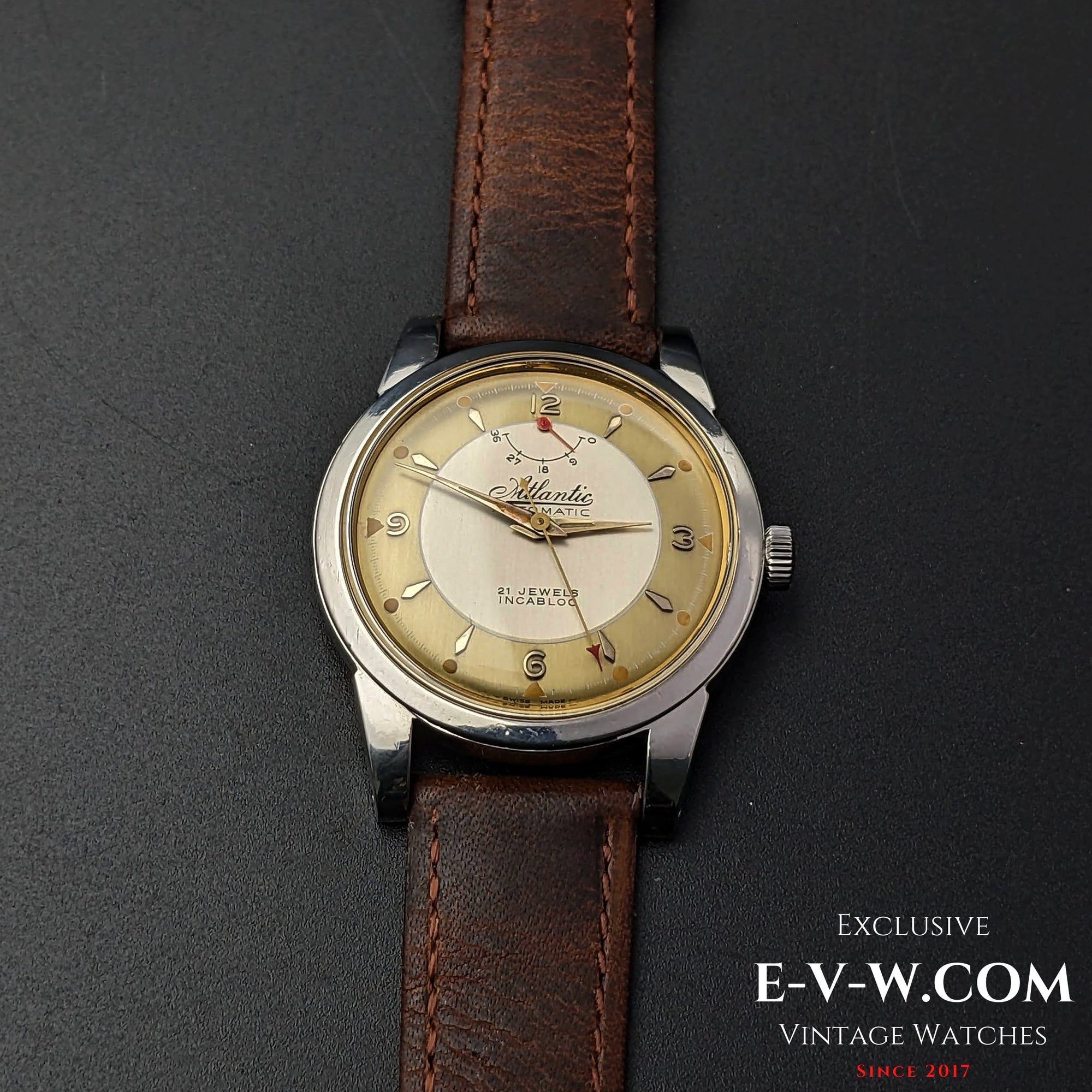 Very Rare Vitnage 1970 Atlantic Automatic / Power Reserve / Two tone Bull's Eye Dial Cal.AS 1382N