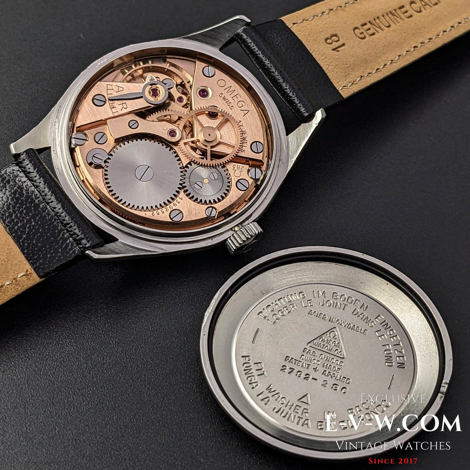 Vintage Omega, gebürstetes rosafarbenes Zifferblatt in Lachsrosa / Kal. 283 (30T2) / Baujahr 1952
