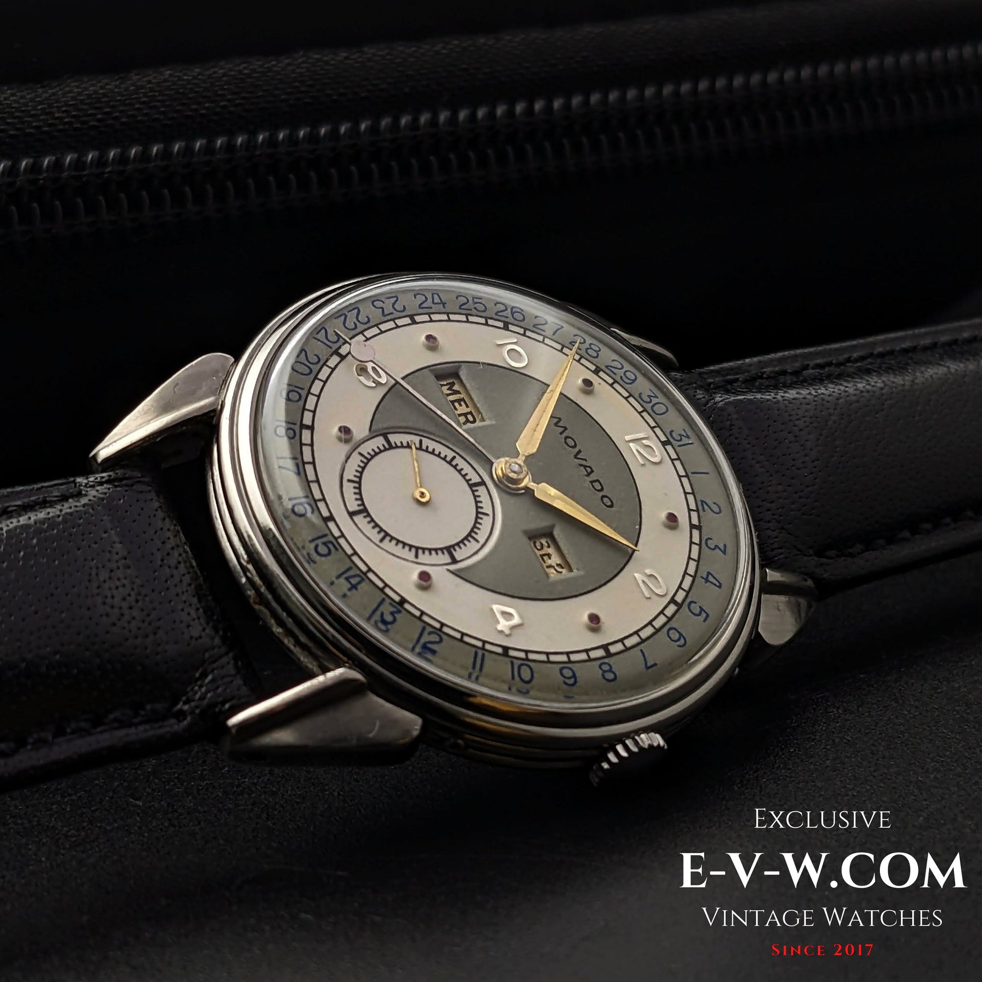 Vintage Movado Triple Calendar / Cal. 475 / Two Tone Dial / Vinatge 1950s