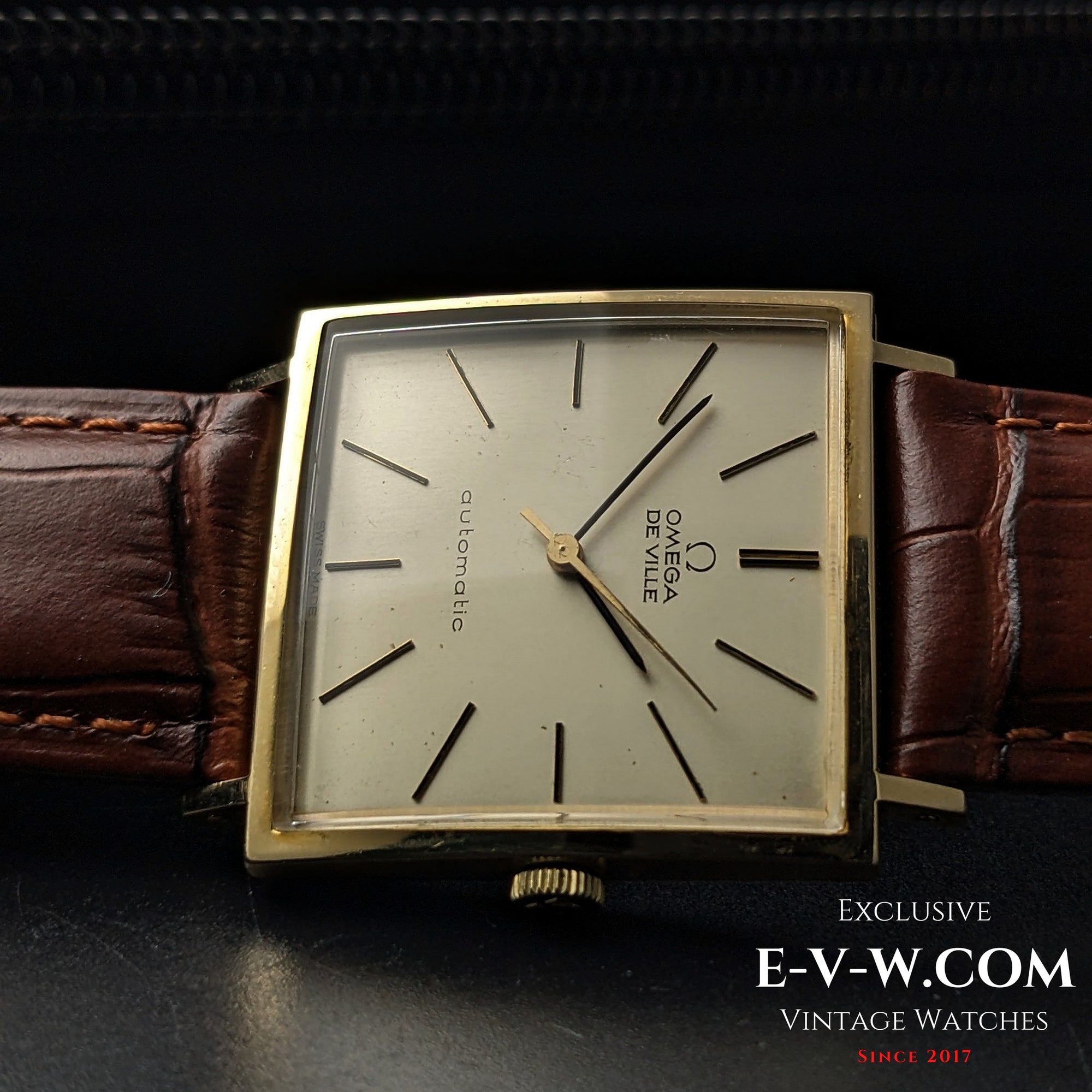 復古 Omega DE VILLE 自動 / 方形 / 鍍金 / 型號 161.021 / Cal. 711 超薄 / 1964年復古