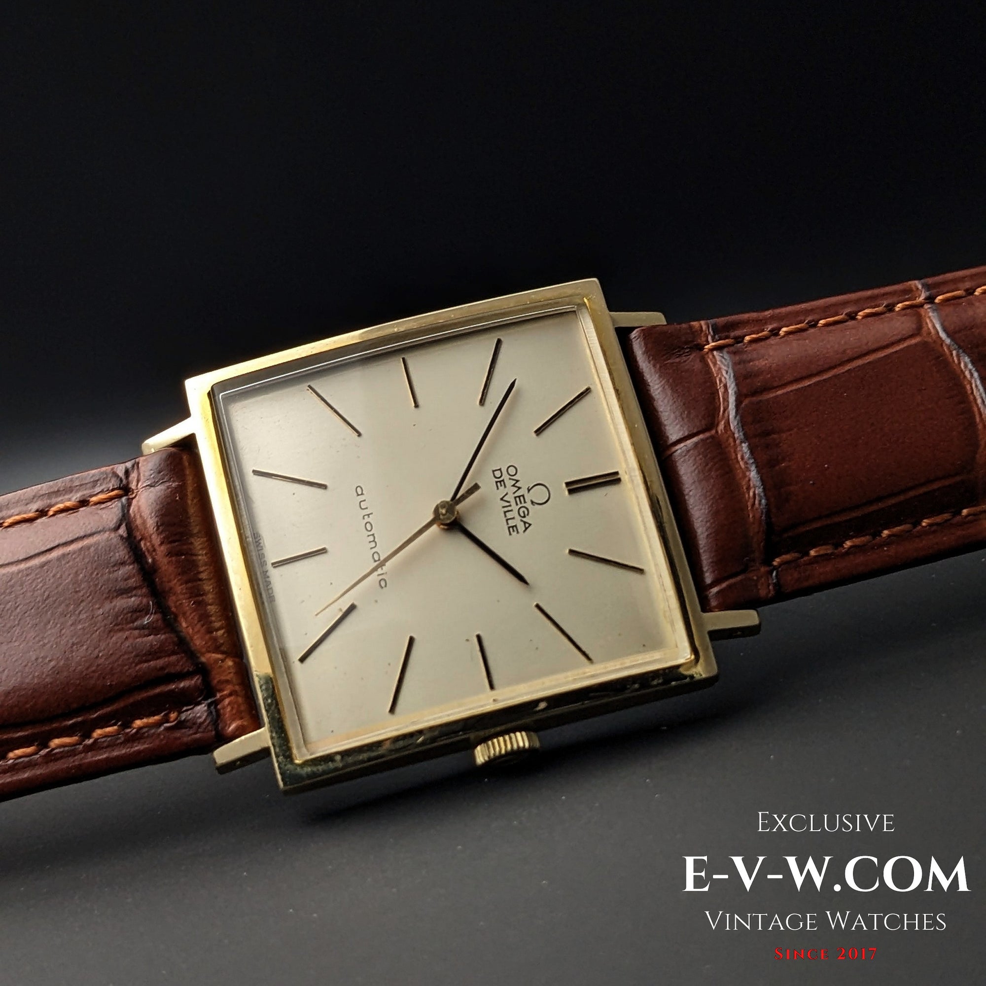 復古 Omega DE VILLE 自動 / 方形 / 鍍金 / 型號 161.021 / Cal. 711 超薄 / 1964年復古