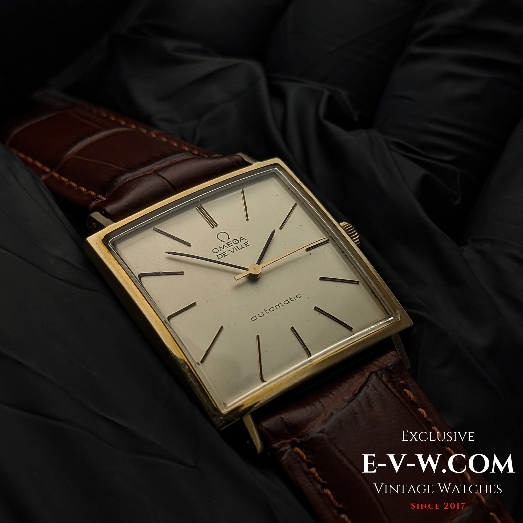 復古 Omega DE VILLE 自動 / 方形 / 鍍金 / 型號 161.021 / Cal. 711 超薄 / 1964年復古