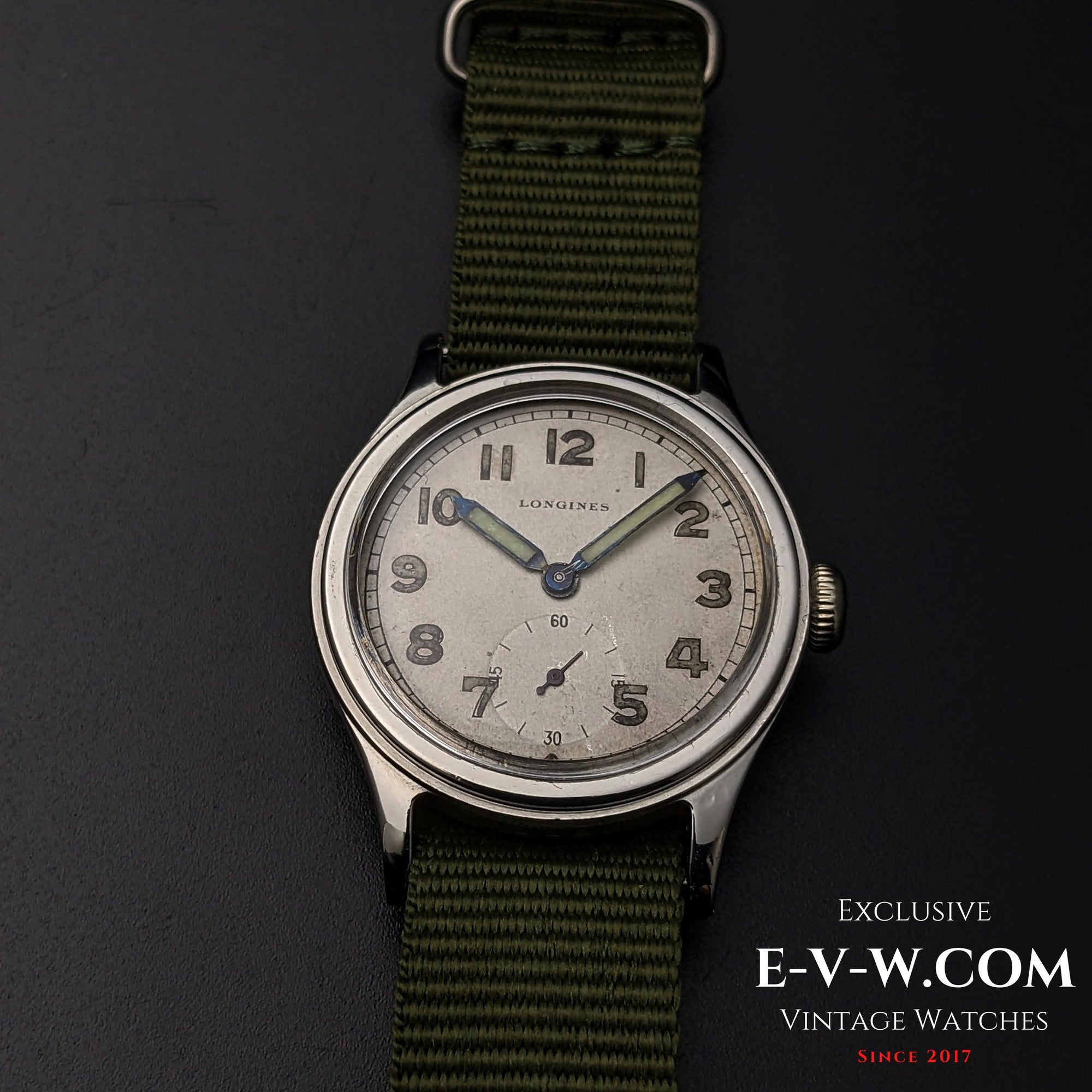 83 Jahre alte Longines Vintage-Uhr aus dem Zweiten Weltkrieg / Militär / Ref. 6172 / Kal. 1068Z / Baujahr 1942 / Generalüberholt