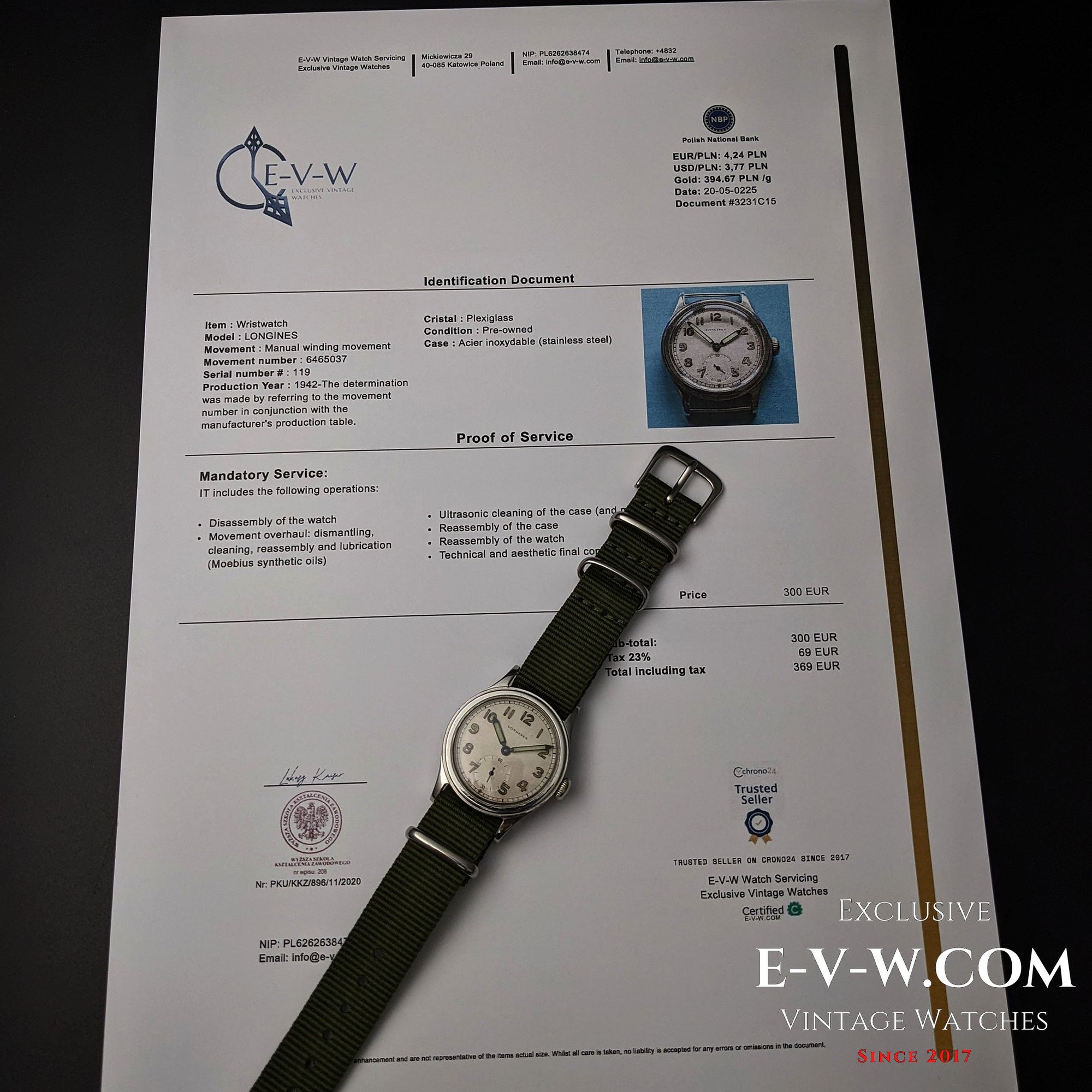 83 Jahre alte Longines Vintage-Uhr aus dem Zweiten Weltkrieg / Militär / Ref. 6172 / Kal. 1068Z / Baujahr 1942 / Generalüberholt