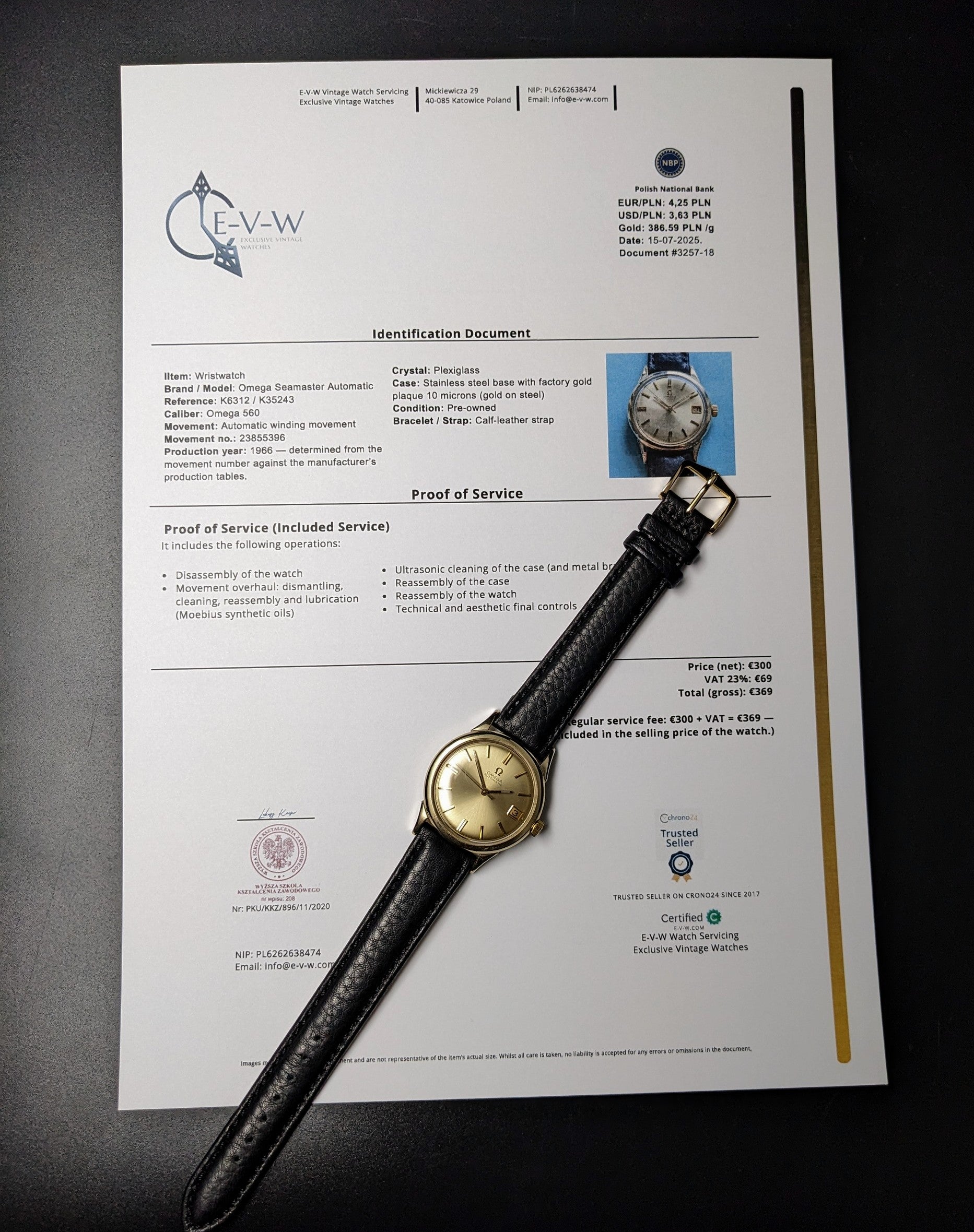 59 Jahre alte Vintage-Omega Automatik | Vergoldet / Ref. K6312 | Kal. 560 | Baujahr 1966 | Überholt