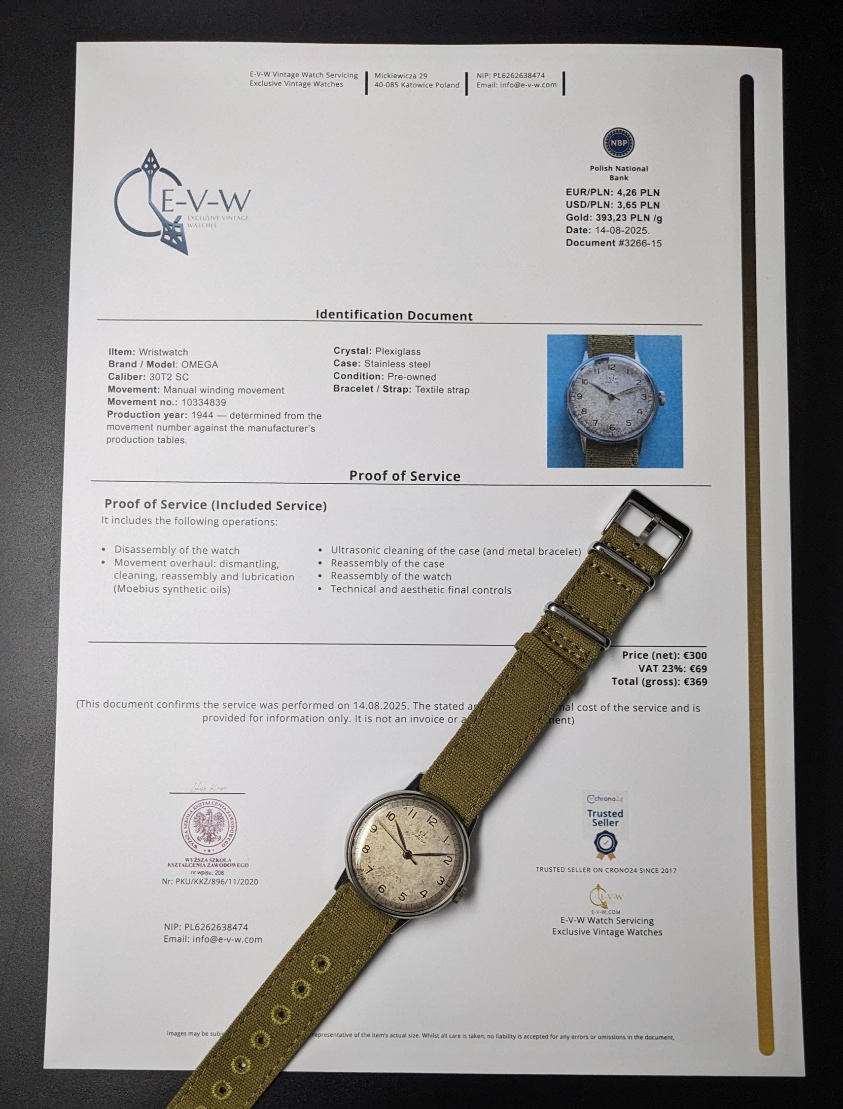 ~80 Years Old — Omega 30T2 WWII “Calatrava-Style” | Ref. 2349/3 | Cal. 30T2 SC | ~1944 | Serviced