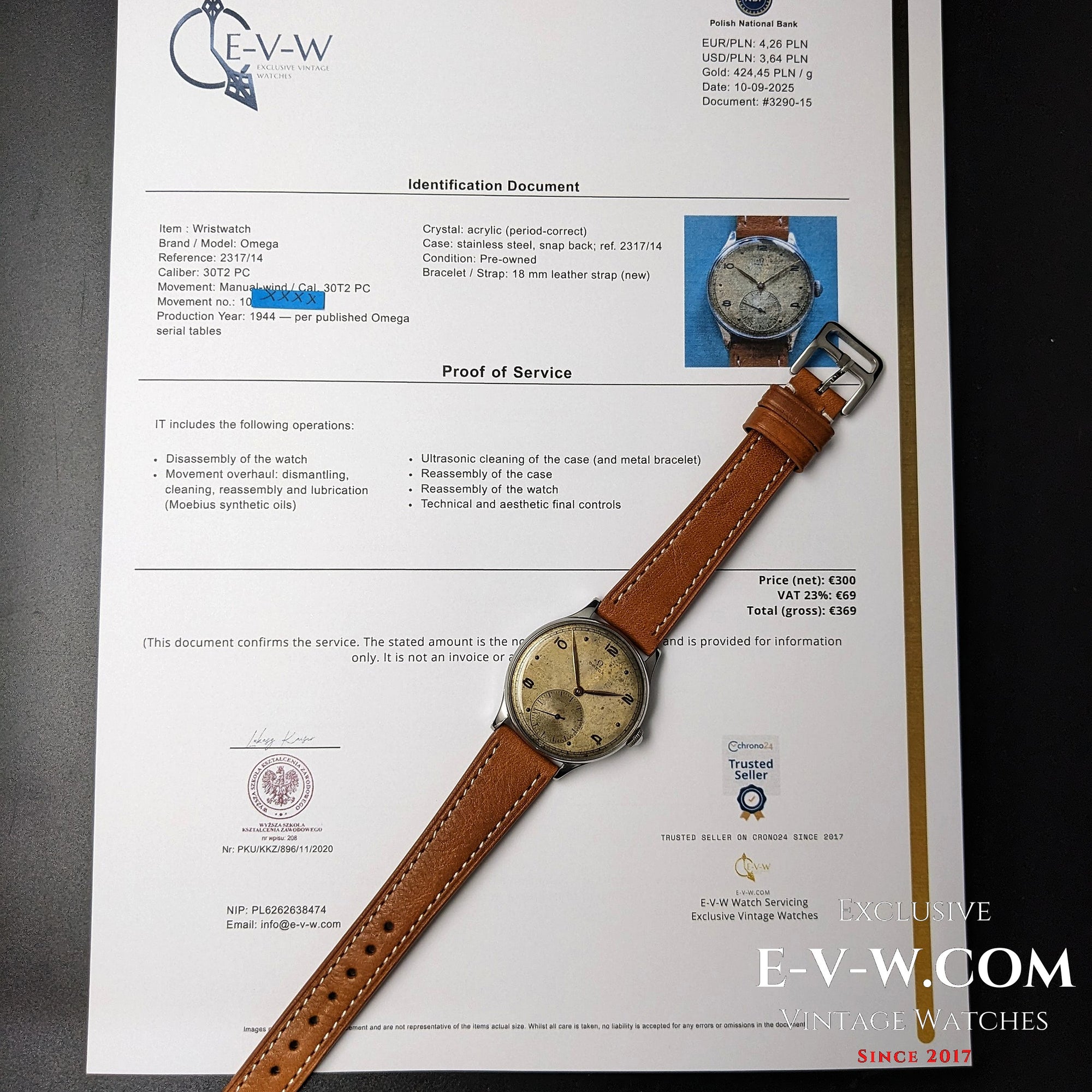 81 Jahre alte Omega – Zivile Waffe aus dem Zweiten Weltkrieg – Ref. 2317/14 – Kal. 30T2 PC – Baujahr 1944 – Überholt 