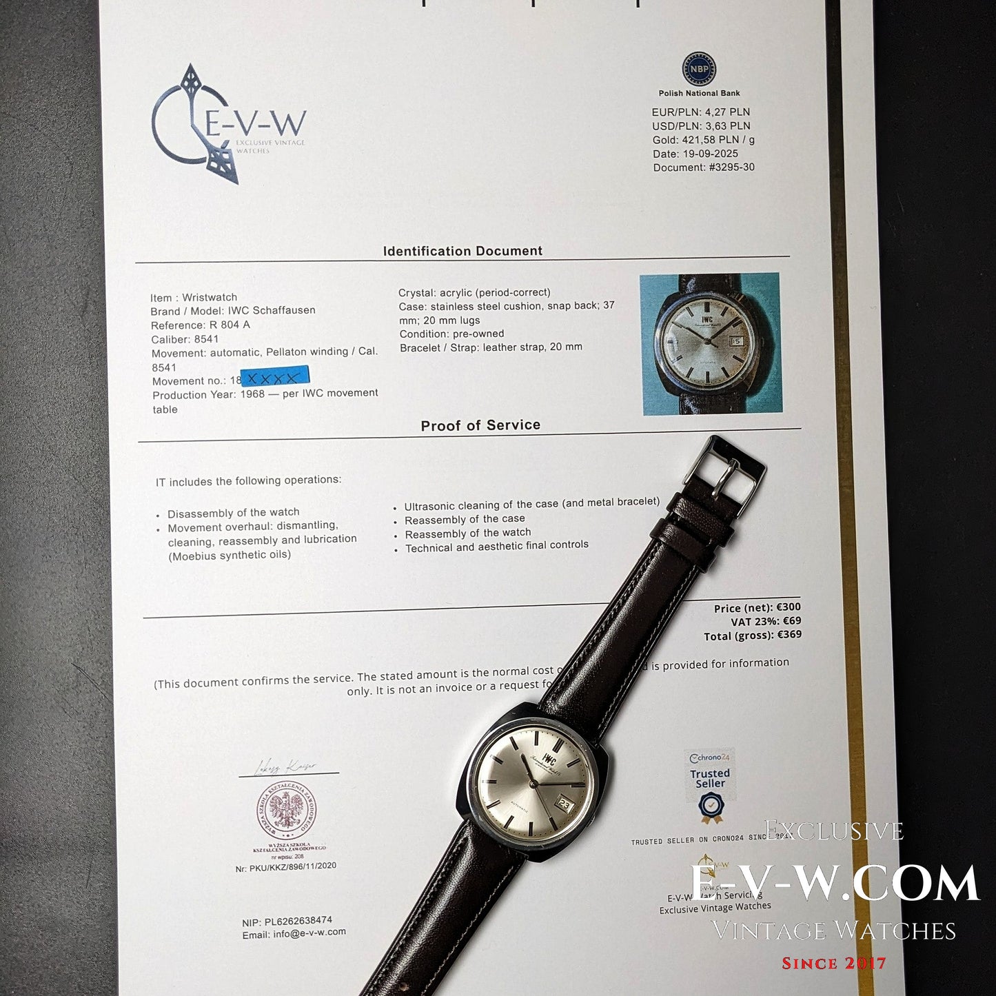 57 years old — IWC Schaffhausen — Ref. R804A — Cal. 8541 — Vintage 1968 — Serviced