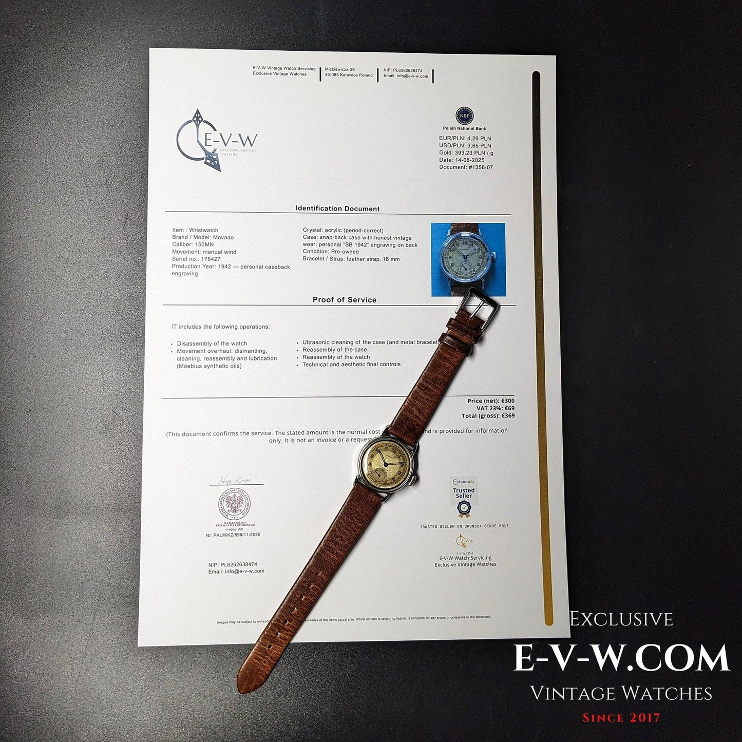 83 years old — Movado — WWII Era  — Cal 150MN — Vintage 1942 — Serviced