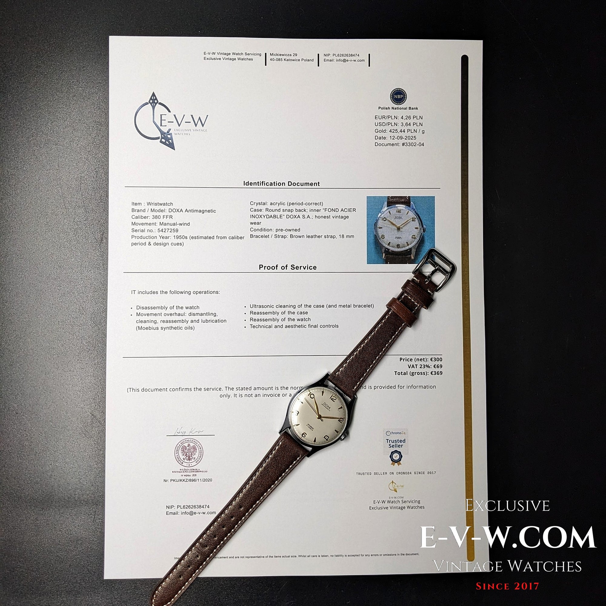 Jaren 1950 — DOXA — Antimagnetisch — Kaliber .380 FFR — Vintage jaren 1950 — Onderhouden