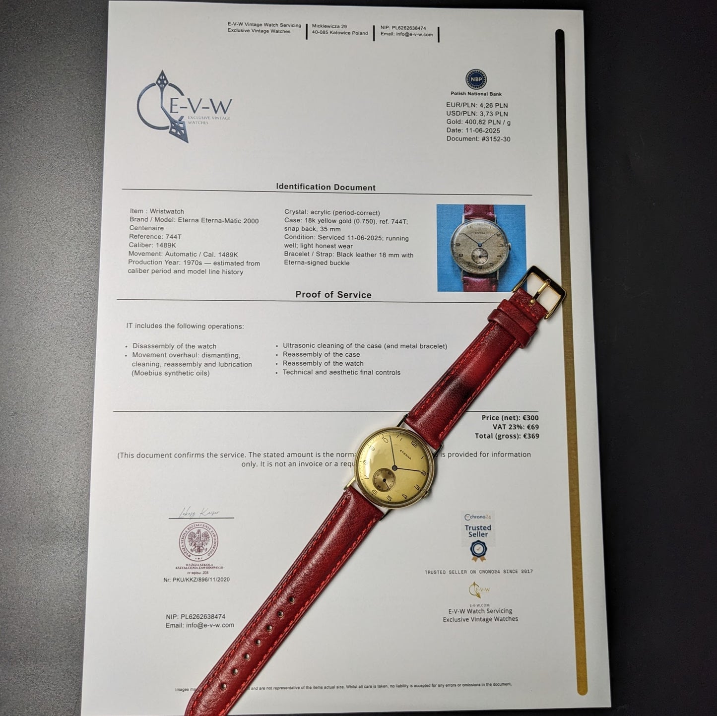 84 Years Old Vintage Eterna 14ct Gold / WWII / Cal. 1020 / Vintage 1941 / Serviced