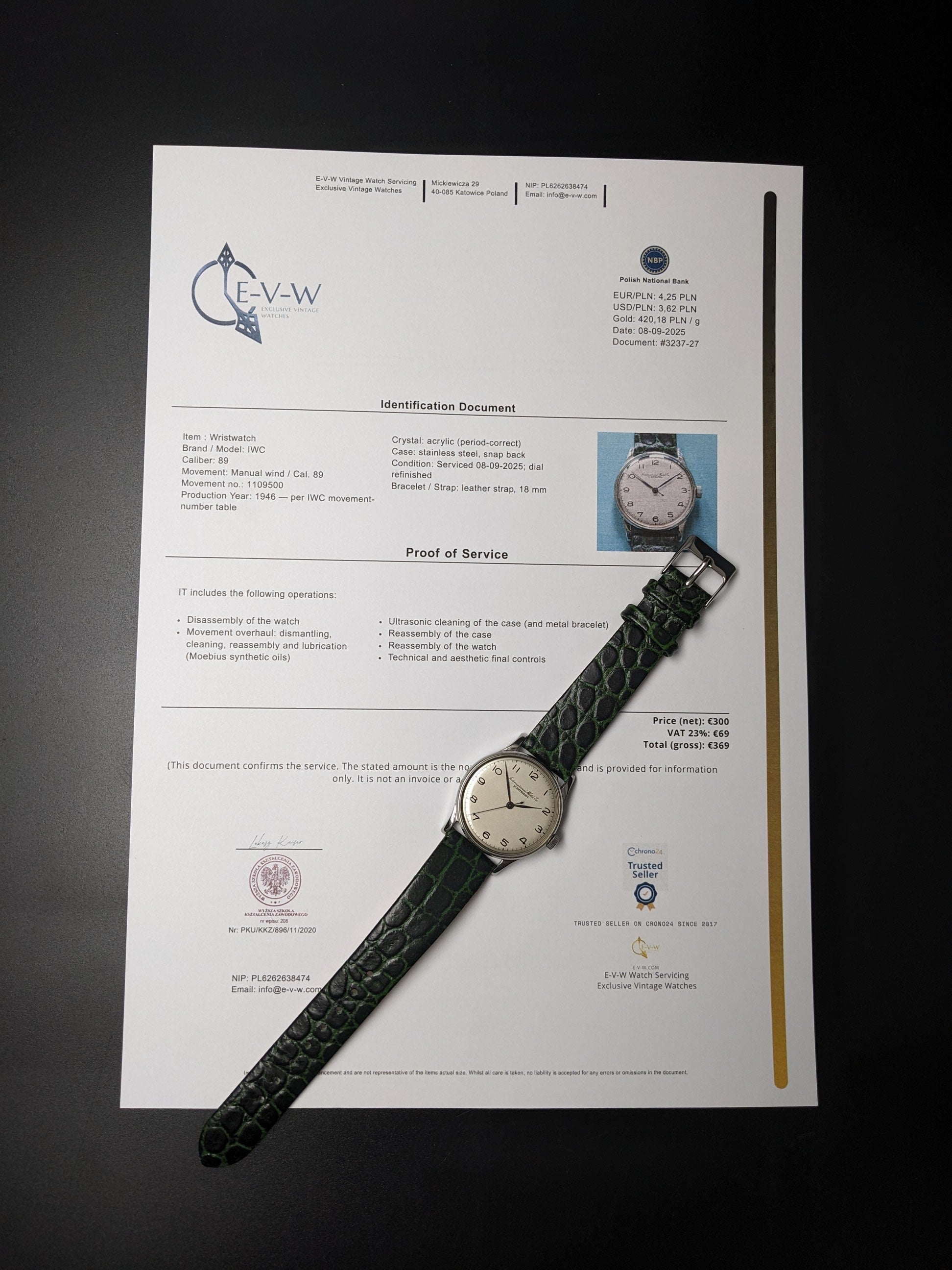 製造から80年以上経過したヴィンテージ品 IWC シャフハウゼン 第二次世界大戦期 / Cal. 89 / 1940年代 / オーバーホール済み