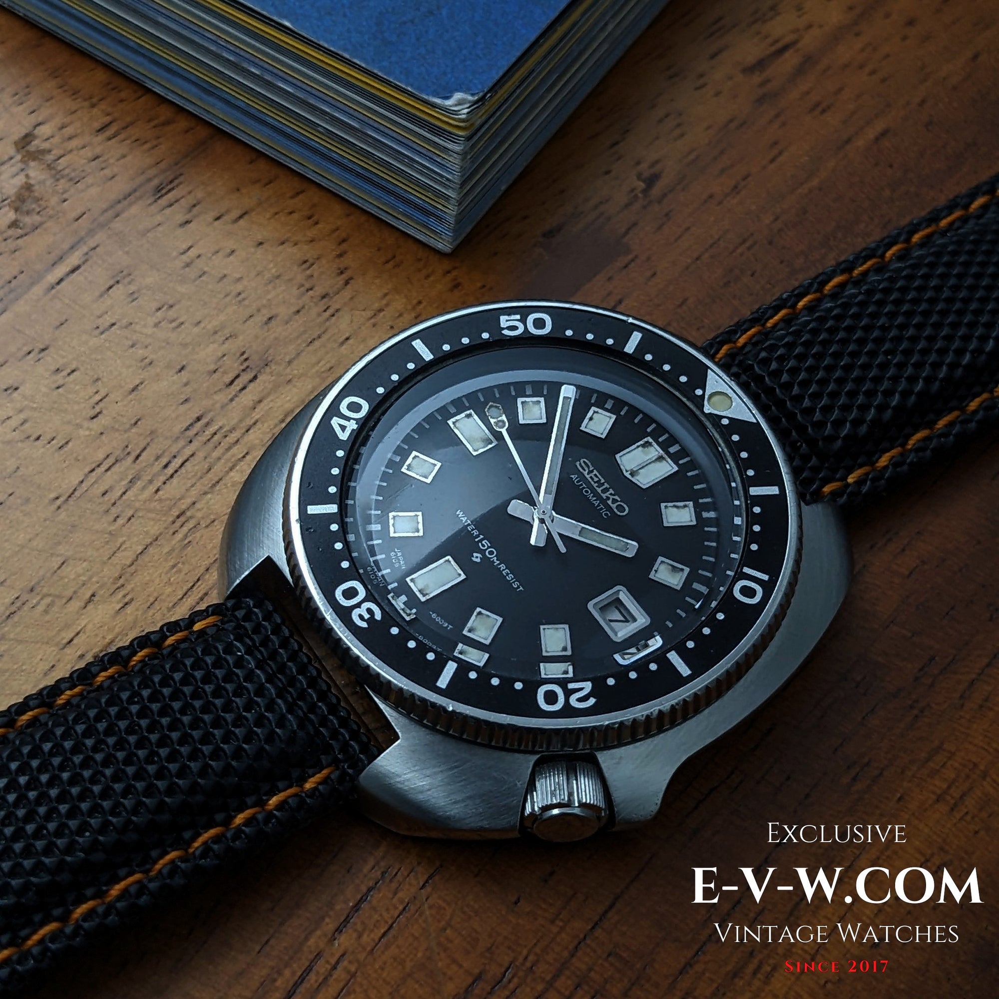 ساعة عتيقة عمرها 55 سنة SEIKO Diver Capitan Willard أوتوماتيكية، مرجع 6105-8110 / العيار 6105B / عتيقة من سبعينات القرن الماضي / تم صيانتها