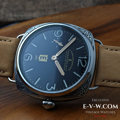 Antique 1920s  Eberhard & Co conversion with 18-jewel pocket watch movement and exhibition back