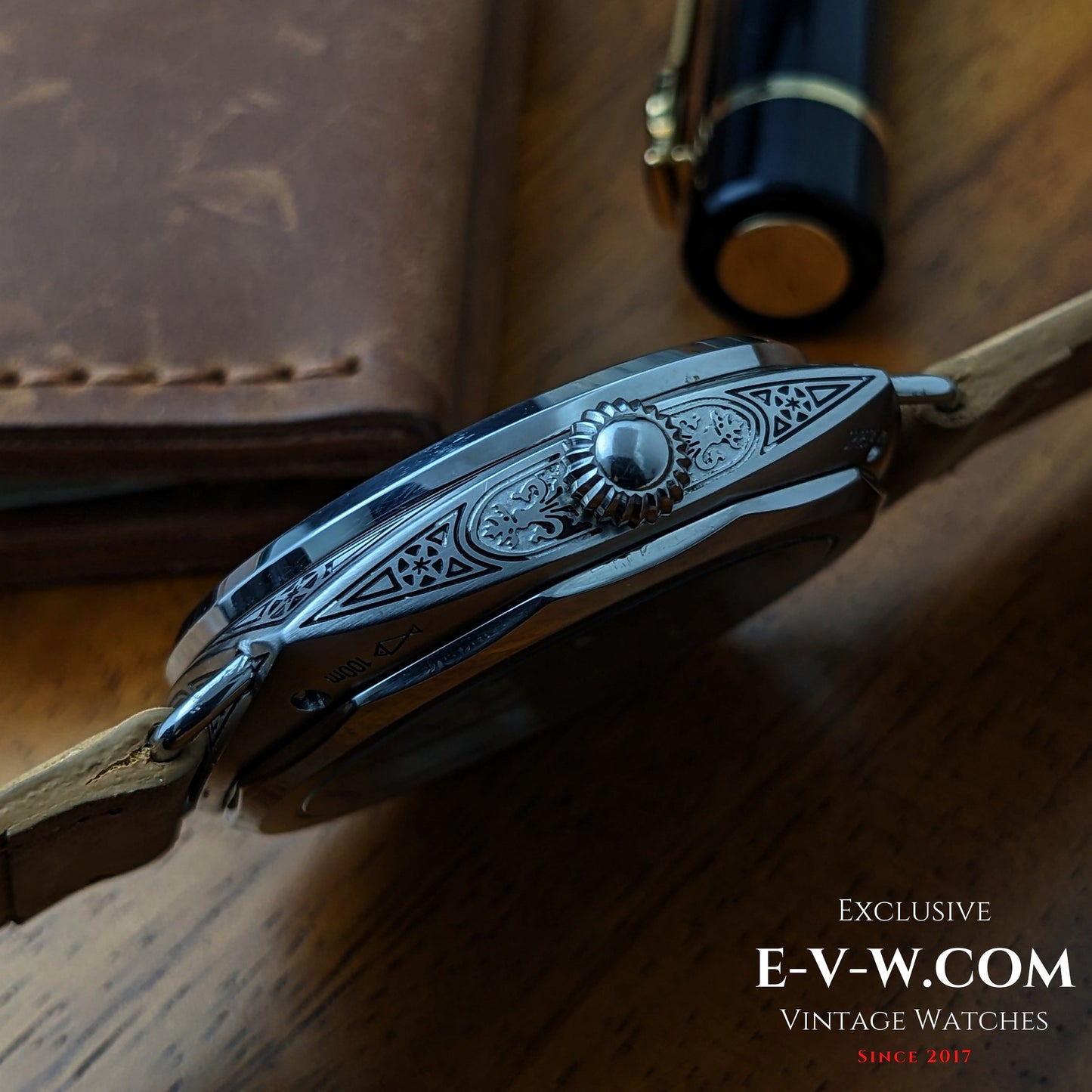 Antique 1920s  Eberhard & Co conversion with 18-jewel pocket watch movement and exhibition back