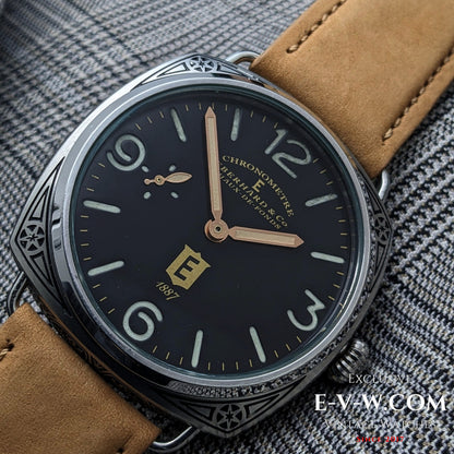 Antique 1920s  Eberhard & Co conversion with 18-jewel pocket watch movement and exhibition back