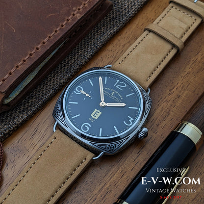 Antique 1920s  Eberhard & Co conversion with 18-jewel pocket watch movement and exhibition back