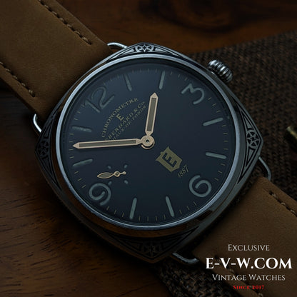 Antique 1920s  Eberhard & Co conversion with 18-jewel pocket watch movement and exhibition back